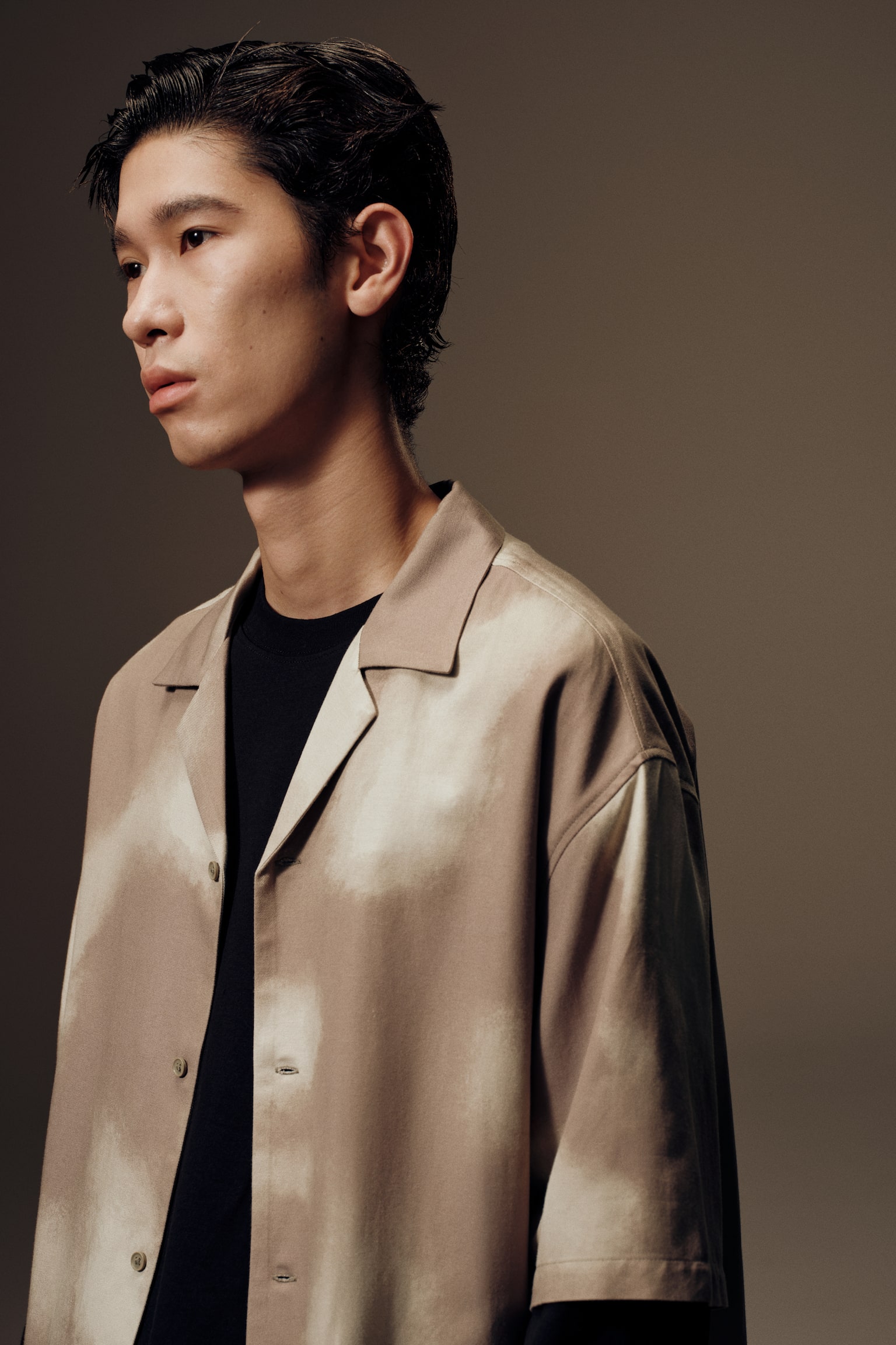 寬鬆剪裁休閒襯衫 - 米色/印花/黑色/Rustbound/深紫色/Rustbound - 4