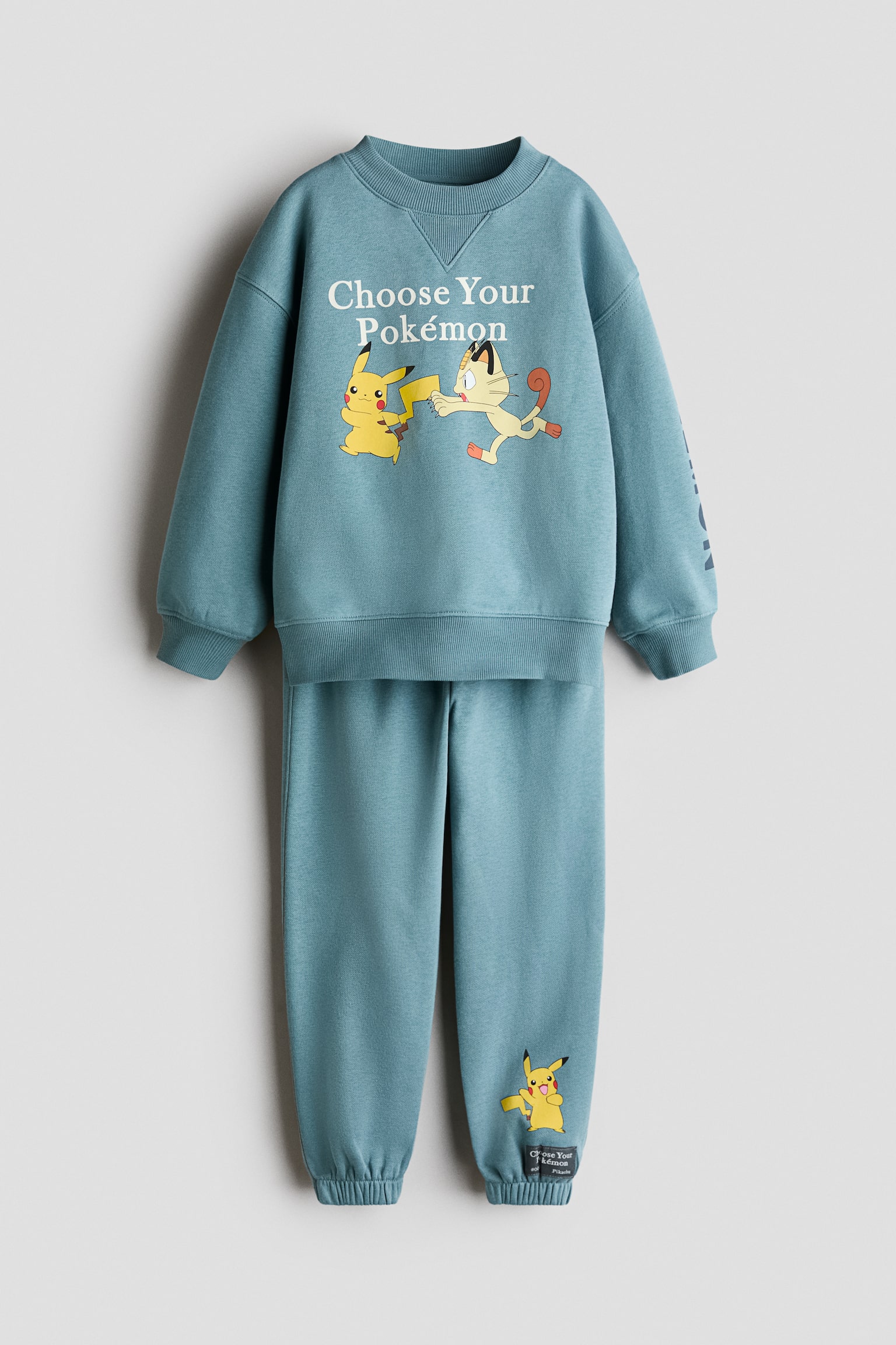 2 Parçalı Baskılı Sweatshirt Set - Turkuaz/Pokémon/Koyu kahverengi/Marvel Comics