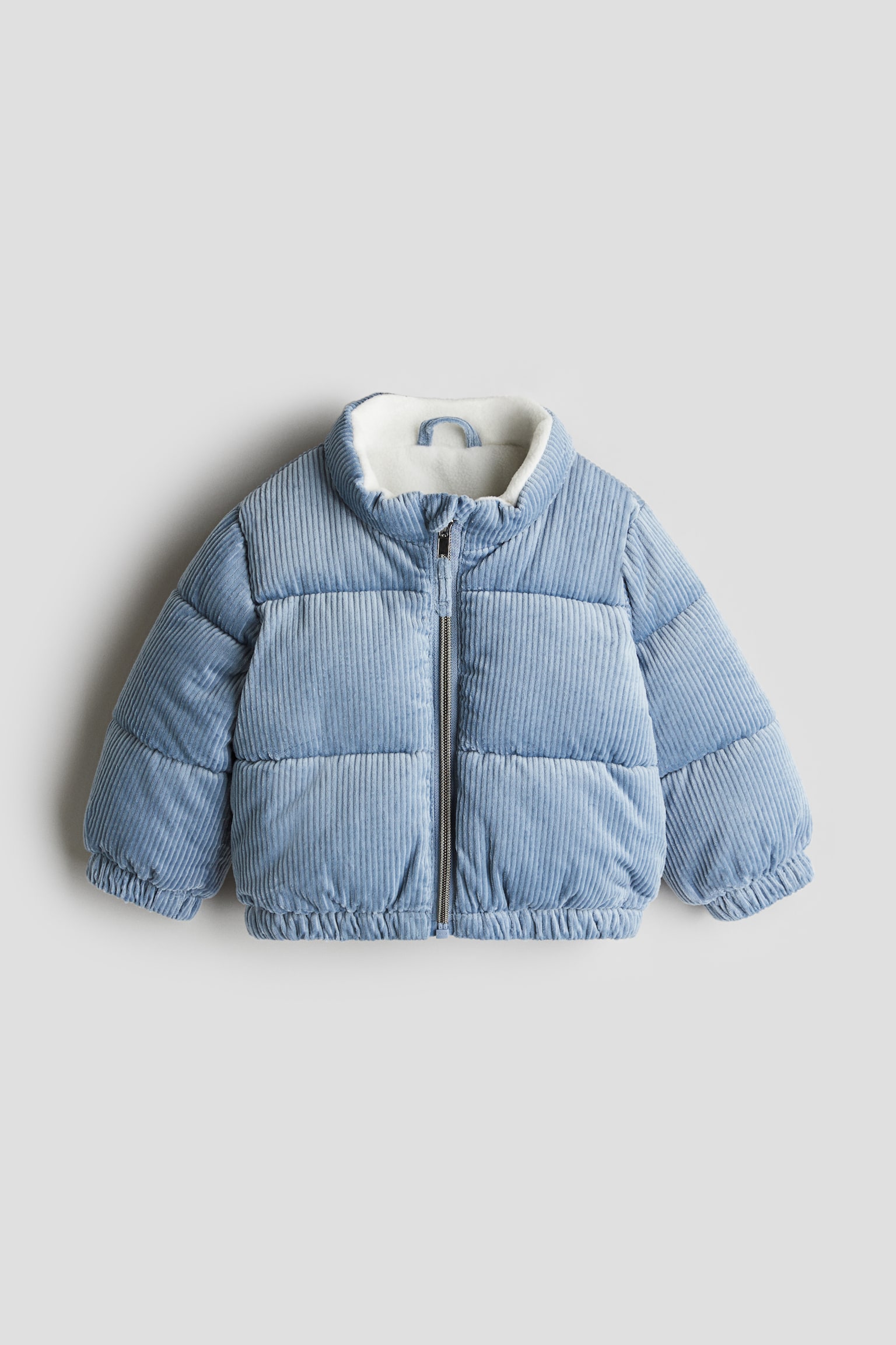 Corduroy puffer jacket - Dusty blue/Light pink - 1