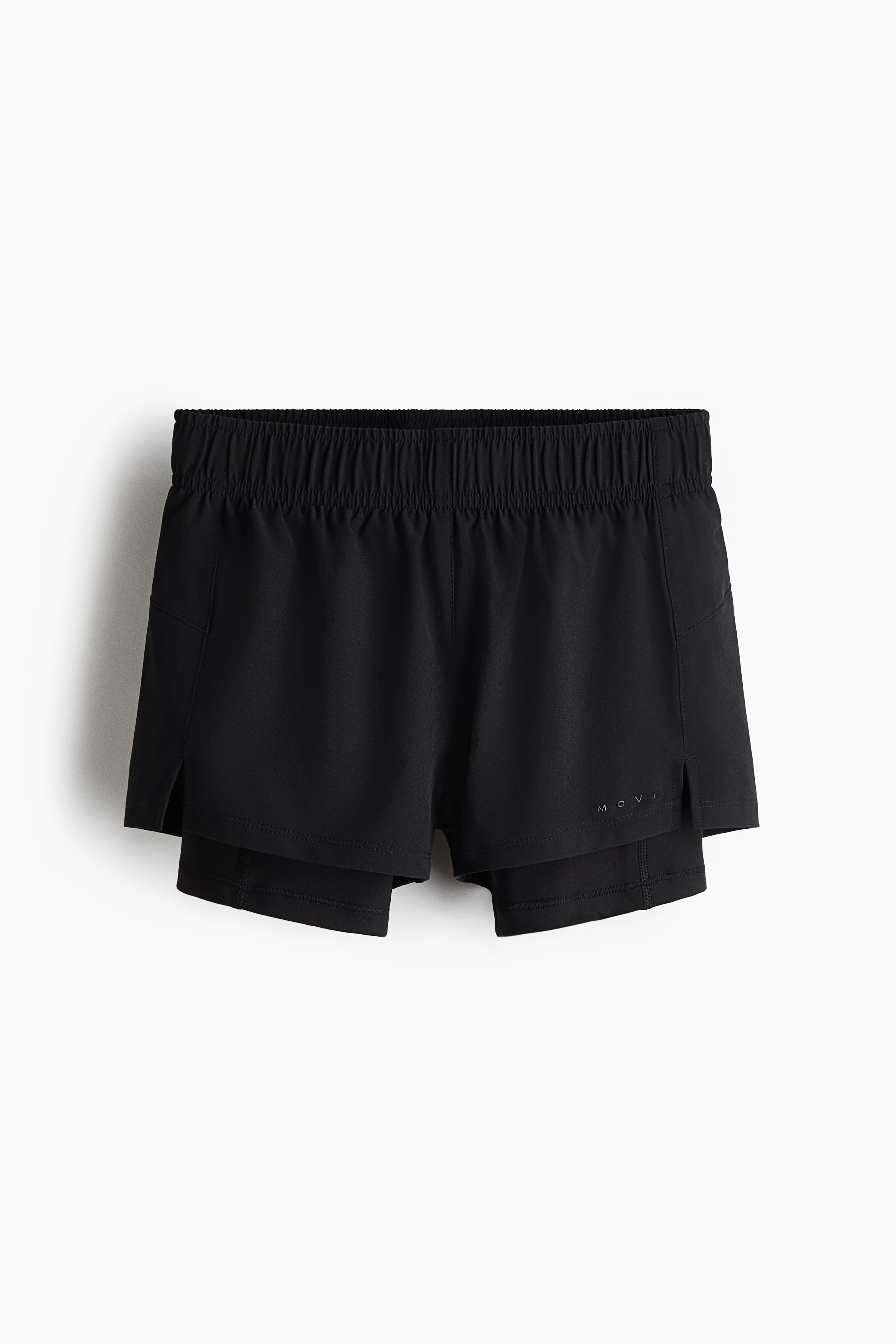 Shorts de course DryMove™ superposés - Noir/Gris/Vert sauge foncé