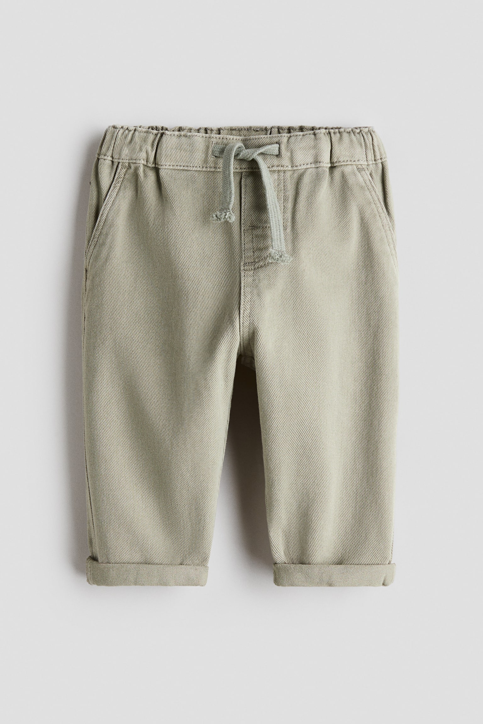 Cotton twill joggers - Light khaki green - 1