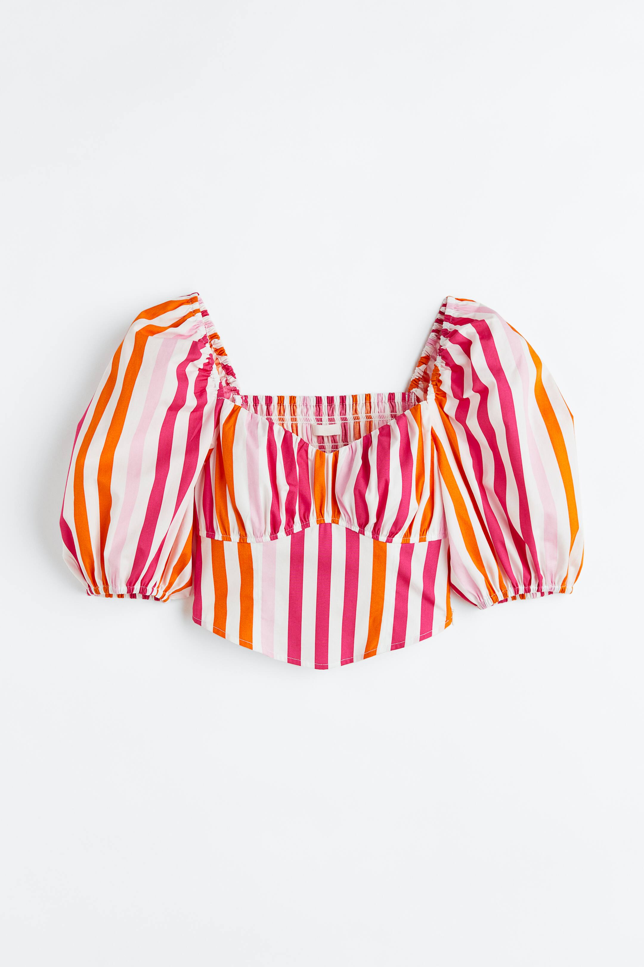 Xem ảnh lớn hơn: Áo kiểu cotton tay bồng - Màu quả anh đào/Kẻ - Ladies | H&M VN 1