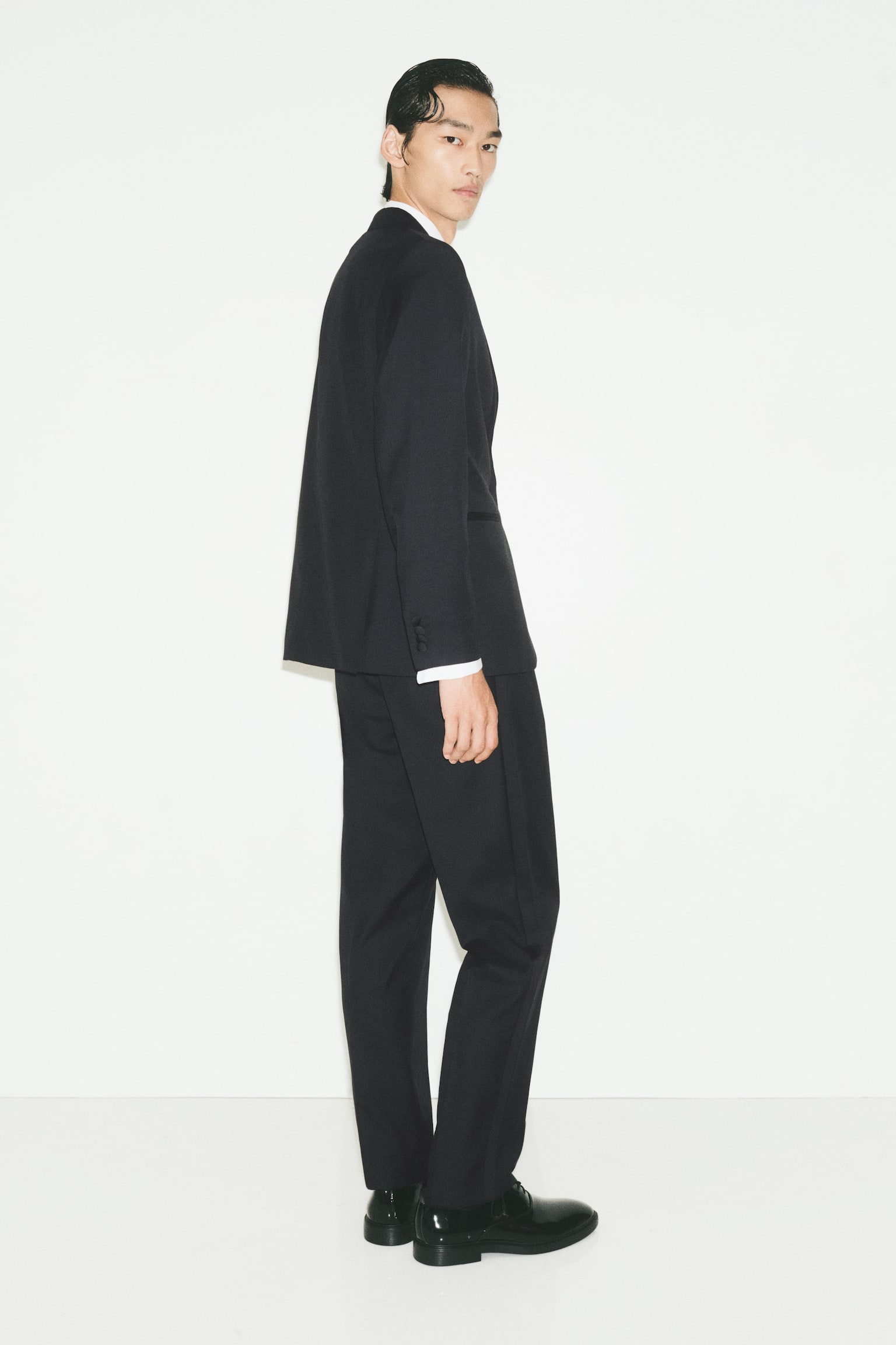 Мужские брюки H&M Regular-Fit Wool-Blend Tuxedo, цвет: Чёрный — фото 4