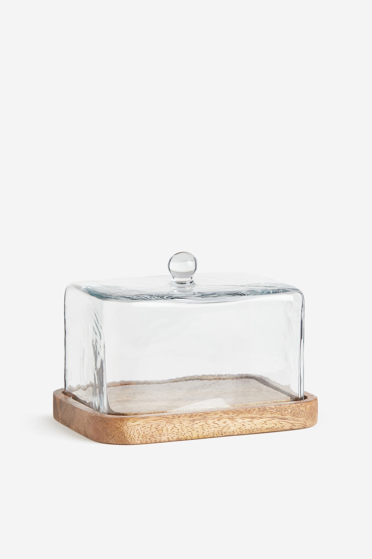 Glass-cloche butter dish - Light beige/Clear glass