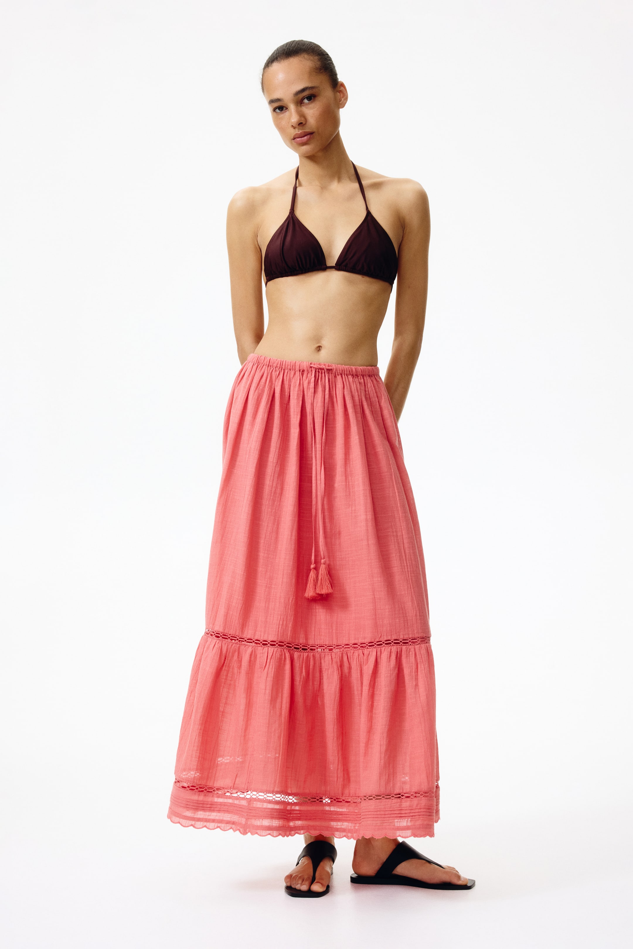 Женские юбки H&M Lace-Inset Cotton Skirt — фото 4