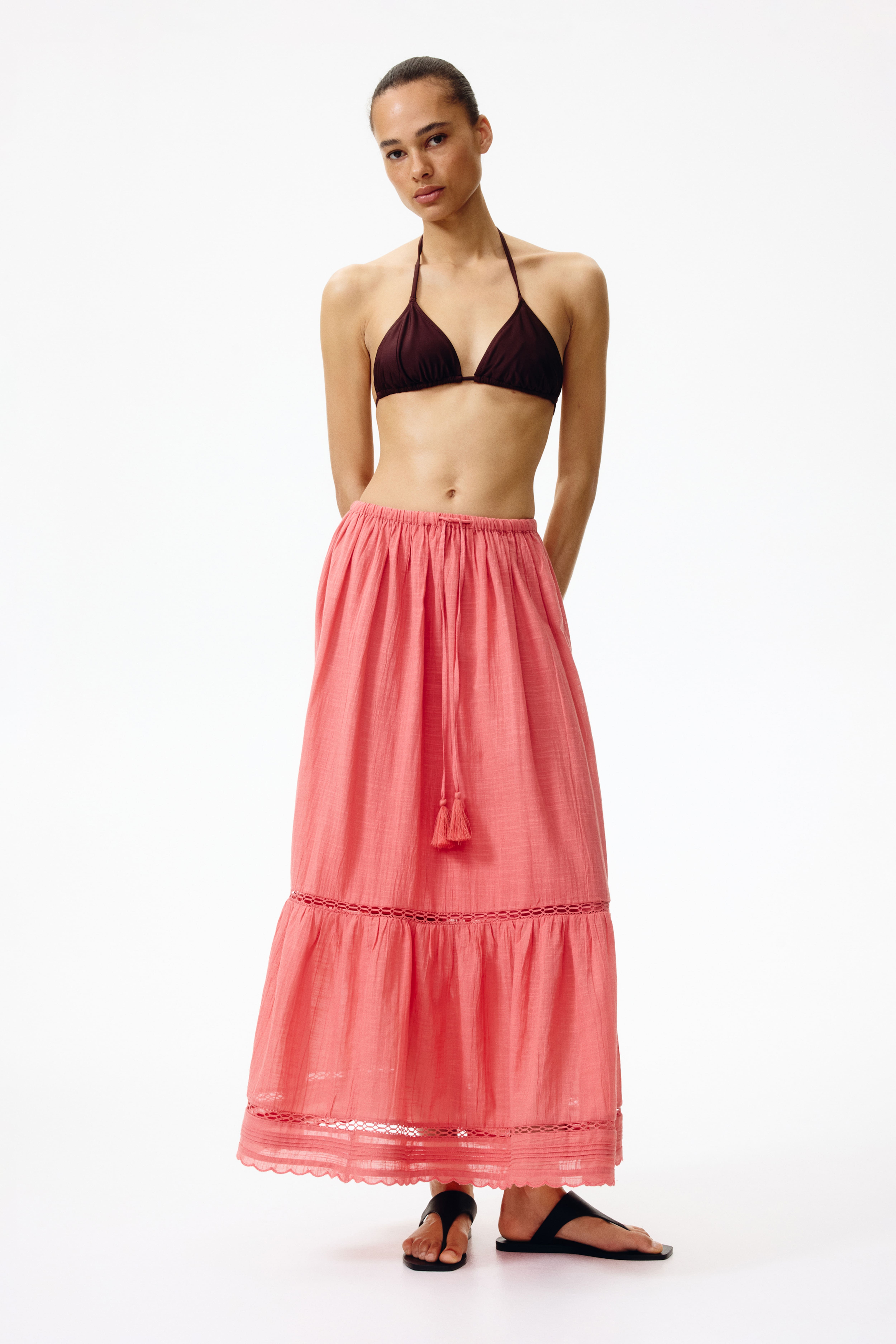 Lace-Inset Cotton Skirt