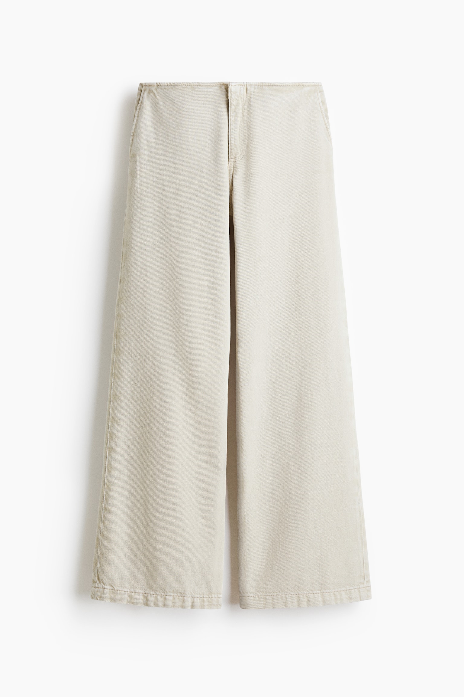 Pantalon large en denim - Beige clair/Vert olive - 1