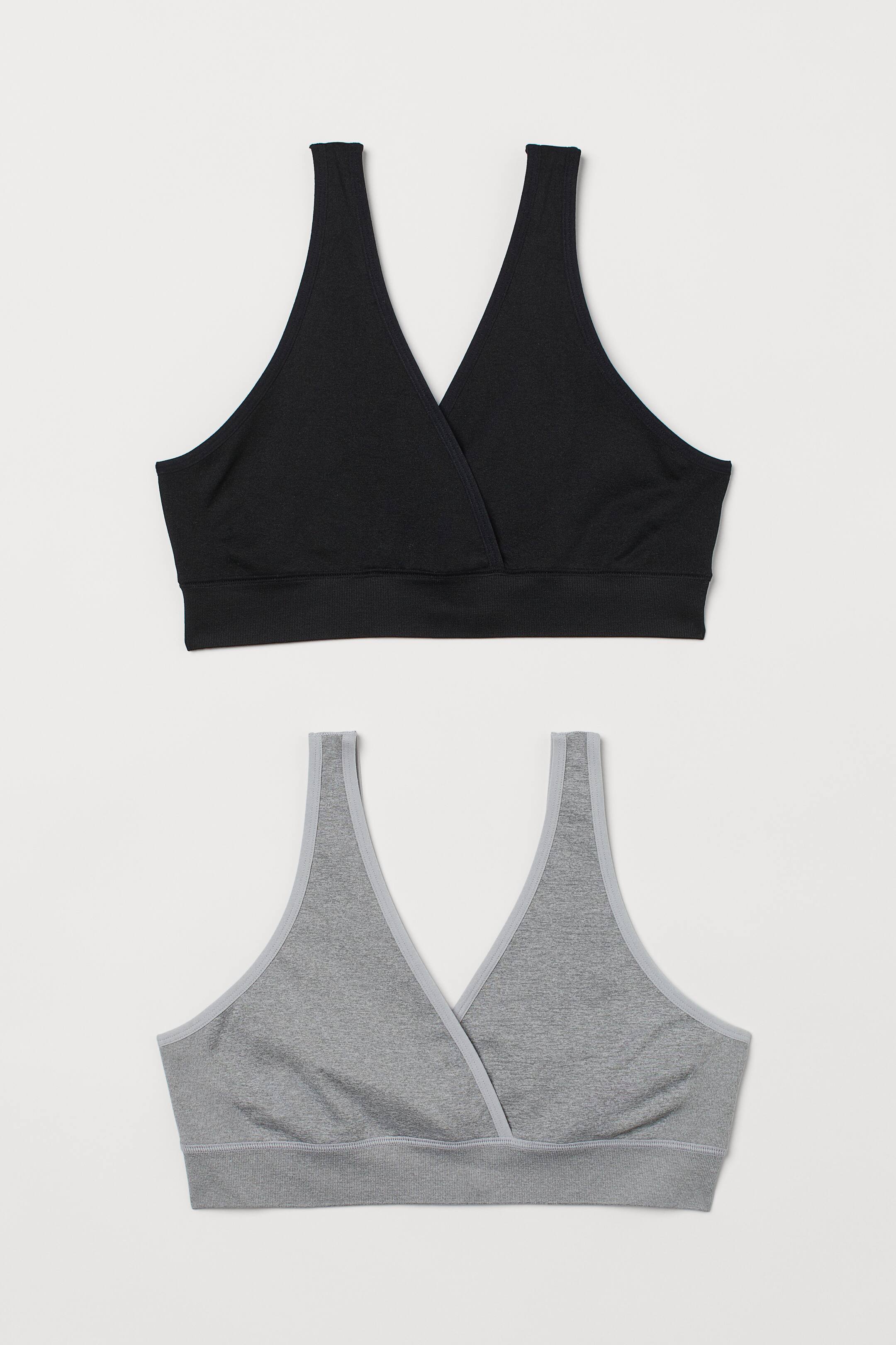 View larger image: MAMA 2-pack nursing bras - Black/Grey marl - Ladies | H&M IE 1
