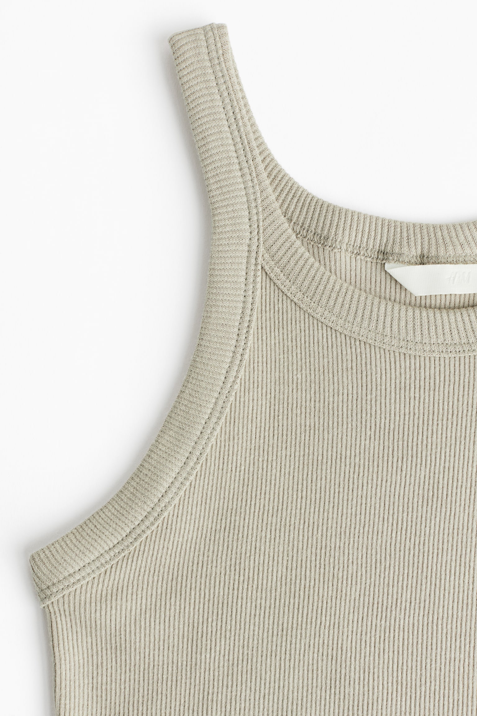 Ribbed vest top - Light khaki green/Burgundy/Powder pink/White/Light blue striped/Dark beige/Light grey marl/Black/White/Light beige/Sage green/Dusty blue/Mint green - 5