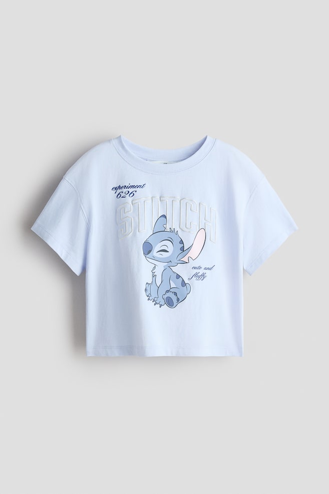 Print-motif cotton T-shirt - Light blue/Lilo & Stitch/White/Lilo & Stitch/Light pink/Kuromi/Light purple/CapyFun/Mint green/Mickey Mouse - 1