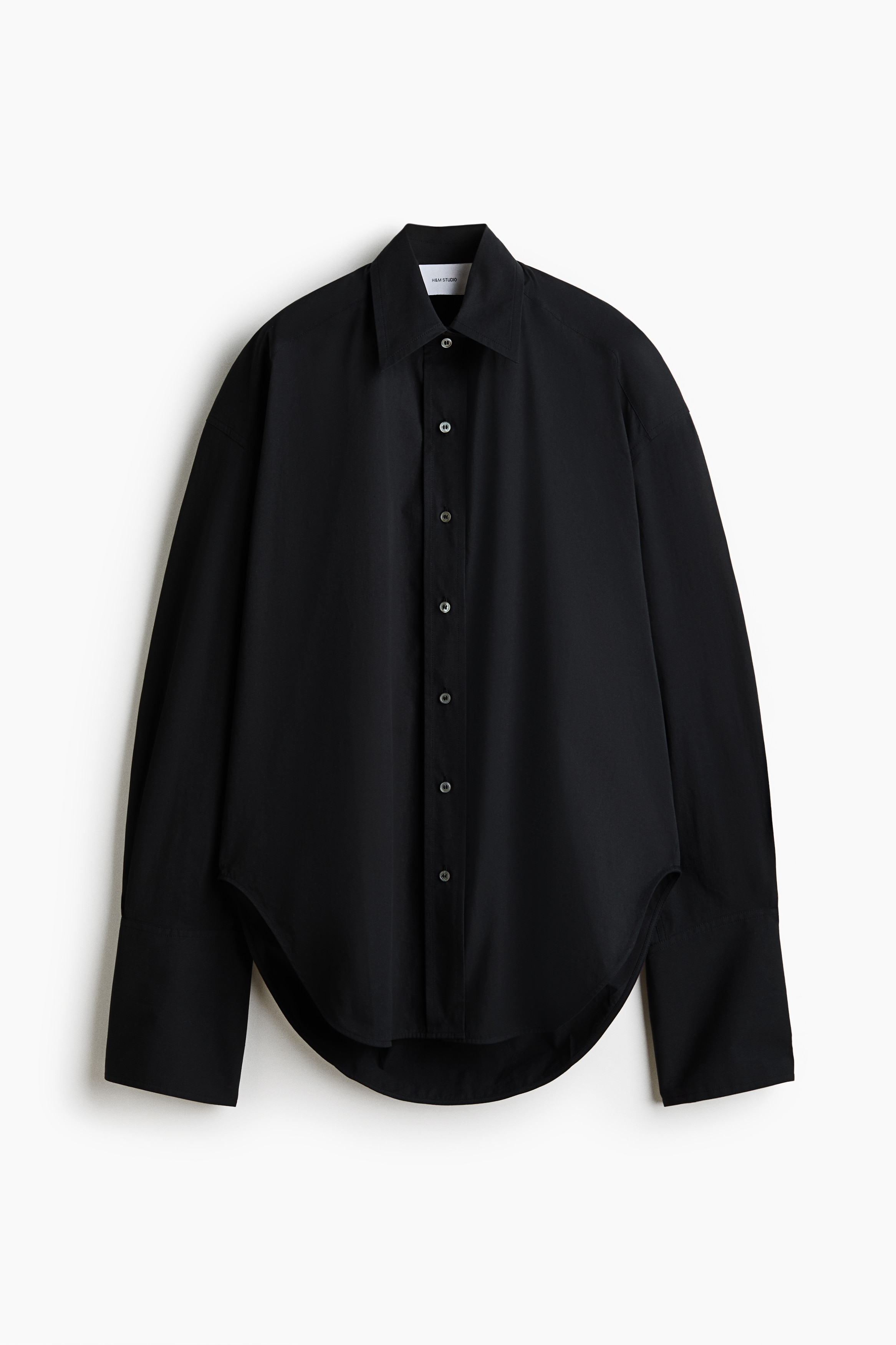 Oversized cotton shirt - Black/White/Light blue