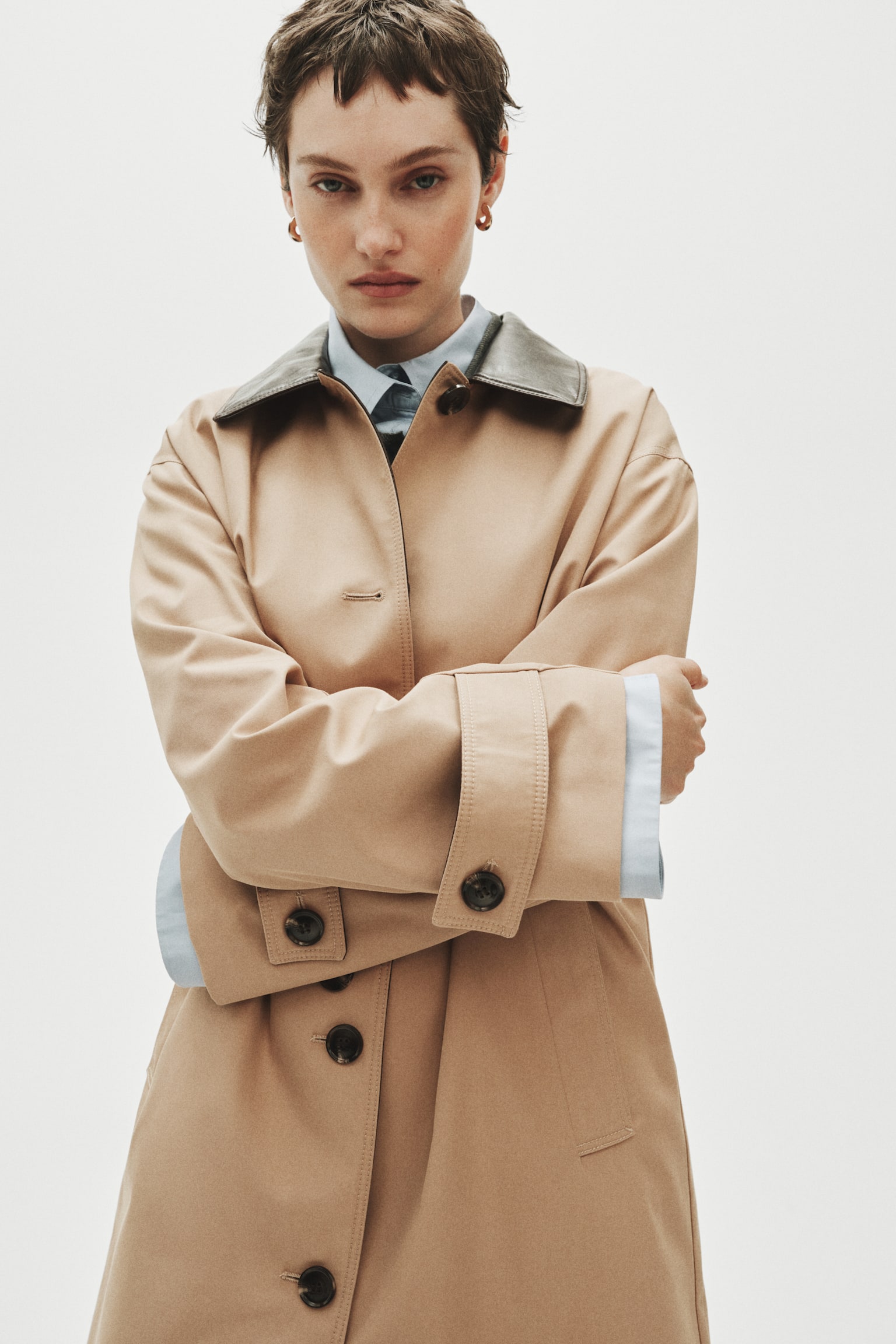 Twill car coat - Beige - 1