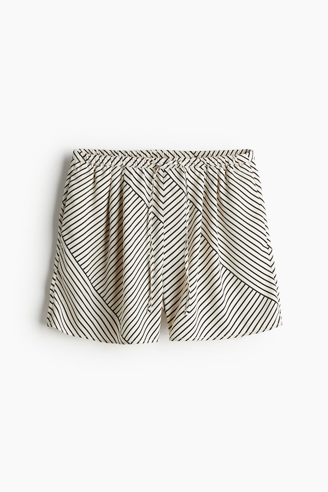 Shorts mit Kordelzug - Cremefarben/Gestreift - 1