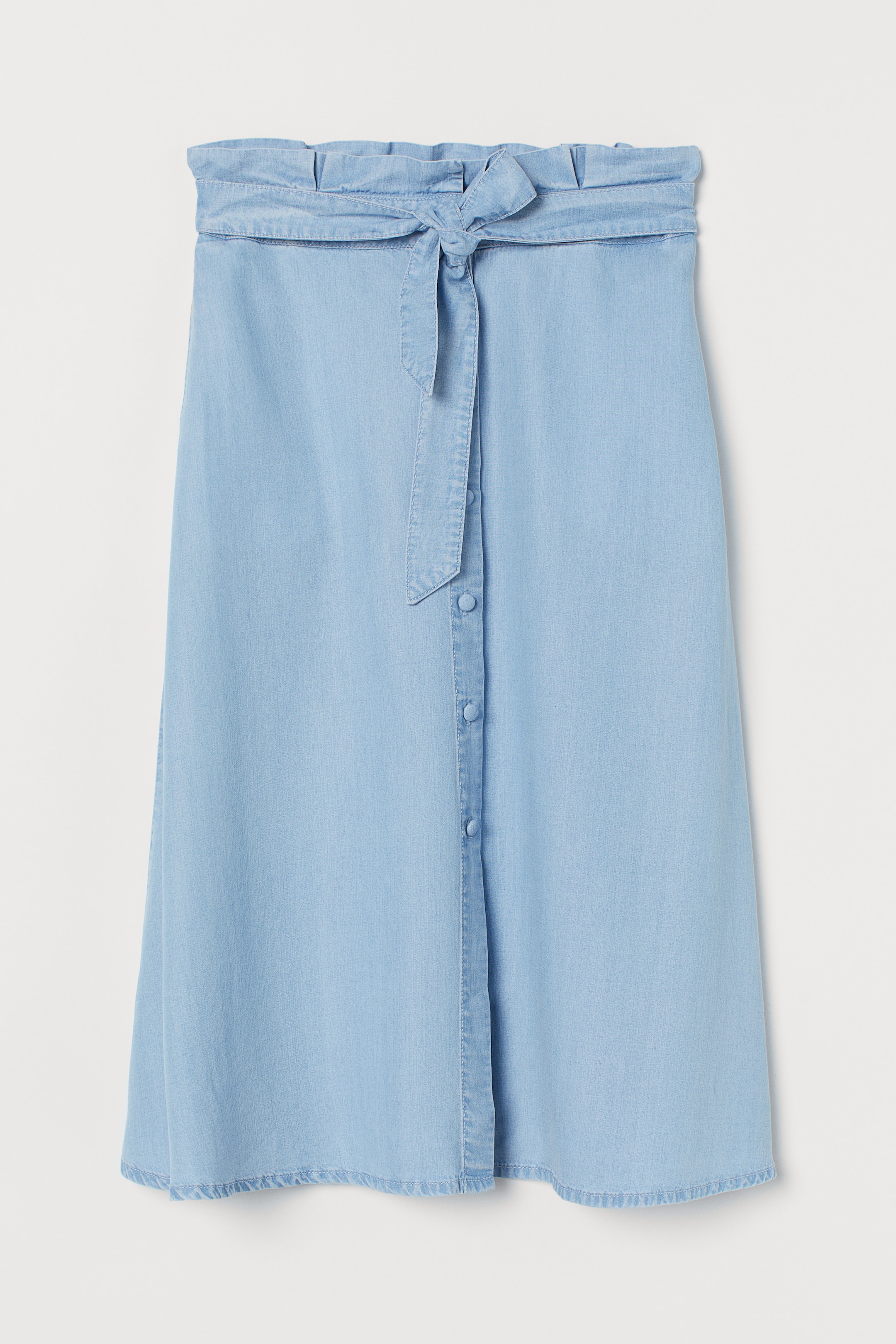 Lyocell skirt - High waist - Midi - Light denim blue - Ladies | H&M GB