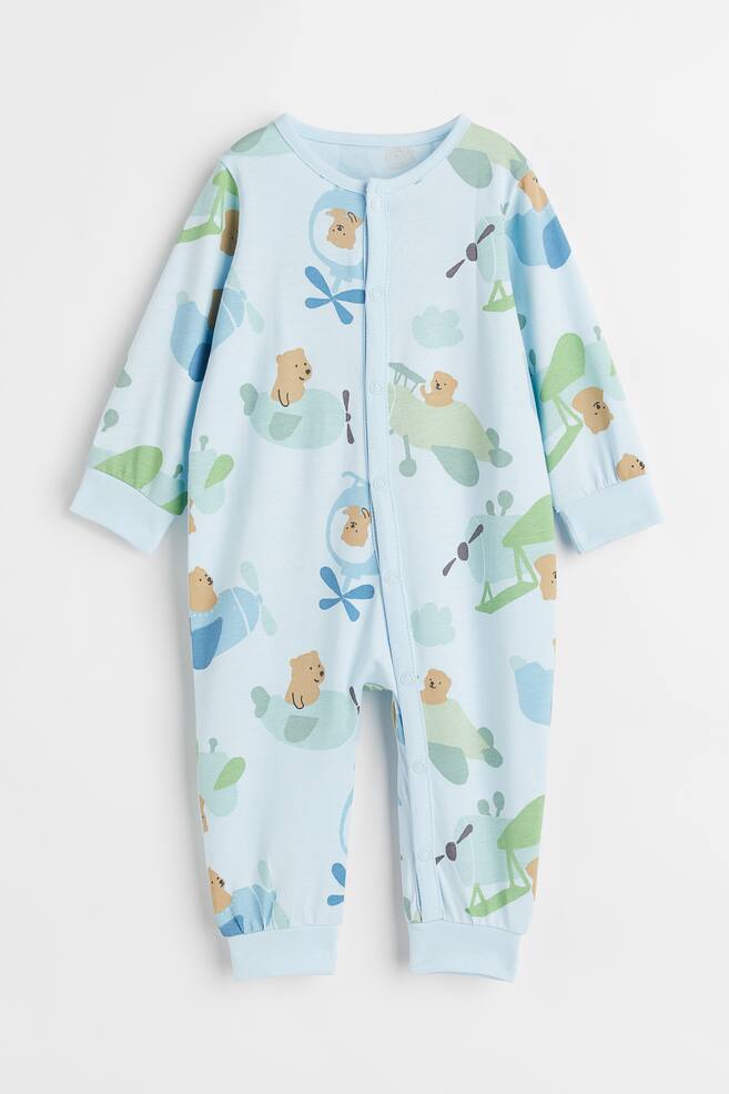Printed all-in-one pyjamas - Light blue/Bears