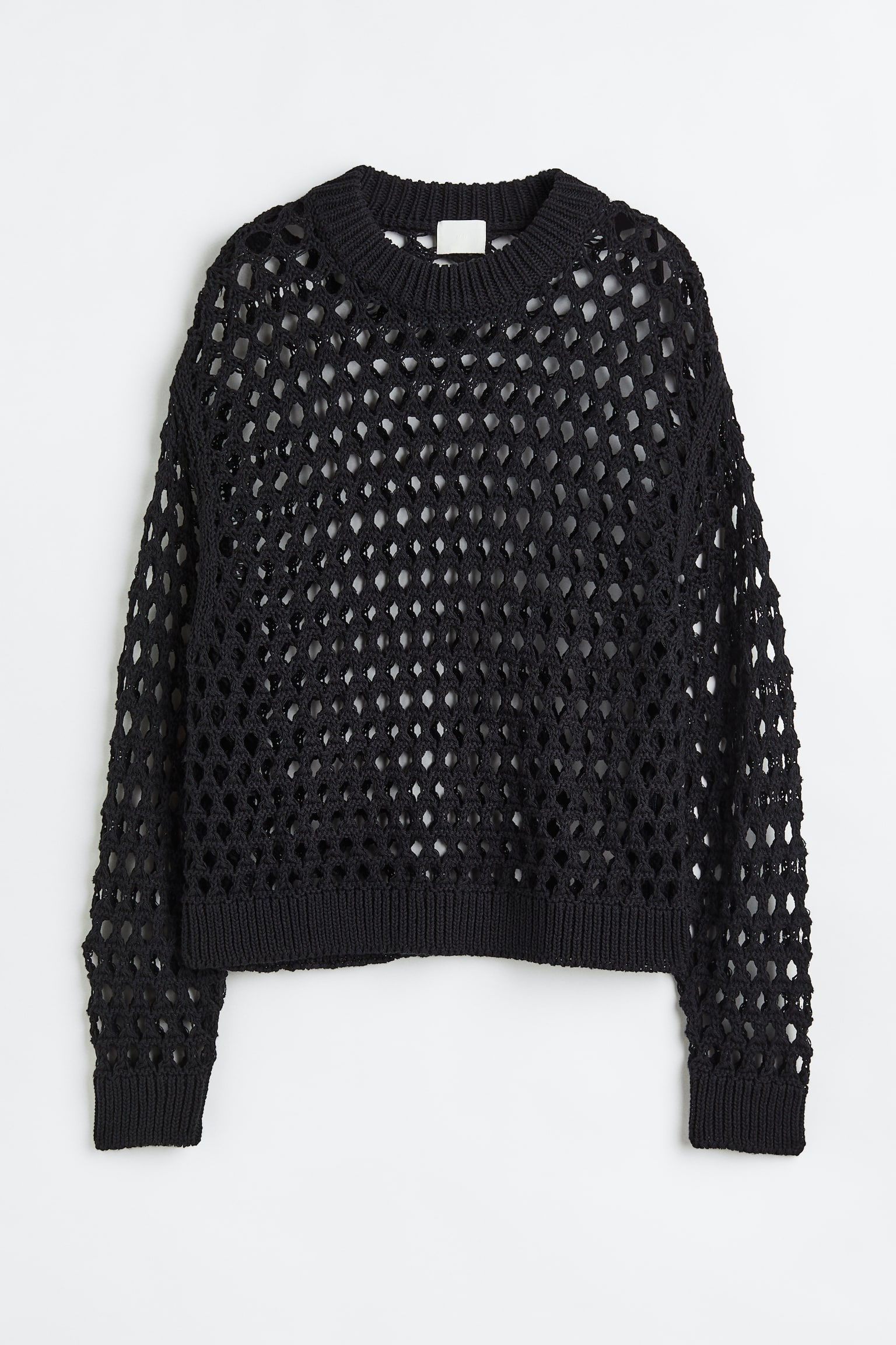 Pull oversize en maille pointelle - Noir