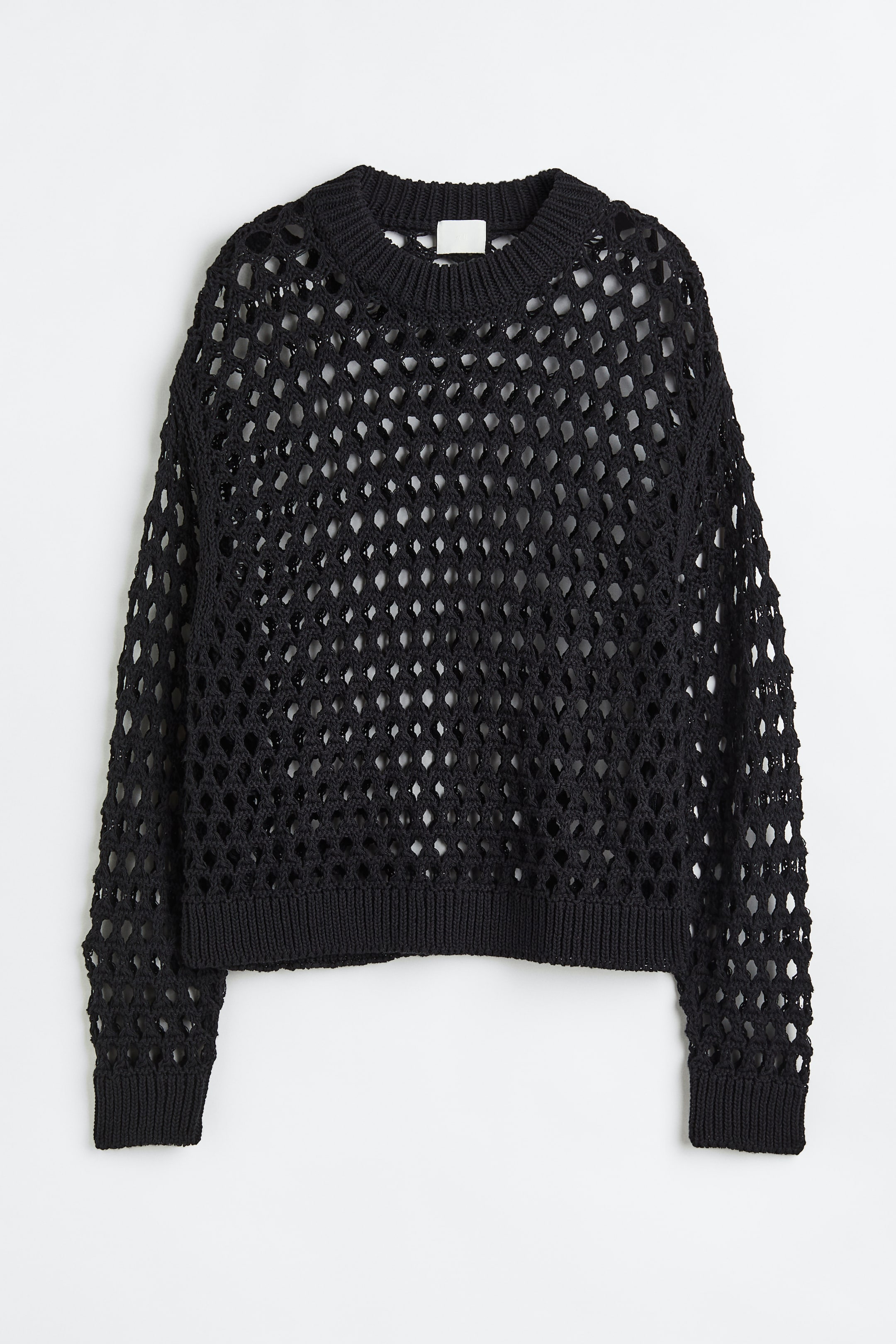 View larger image: Oversized pointelle-knit jumper - Black - Ladies | H&M 1