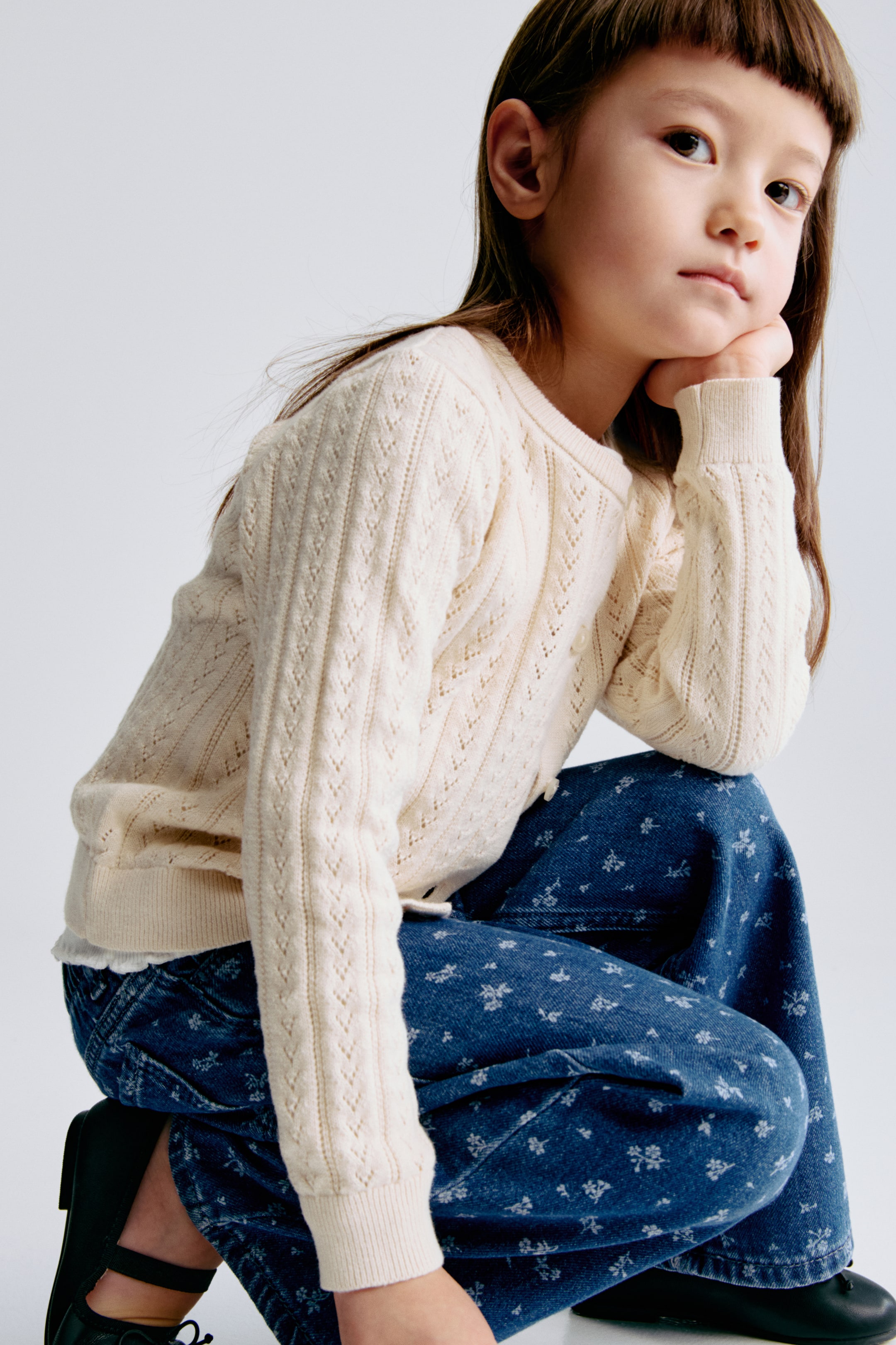 View larger image: Wide-Leg Jeans with Motif - Denim blue/floral - Kids | H&M PH 3