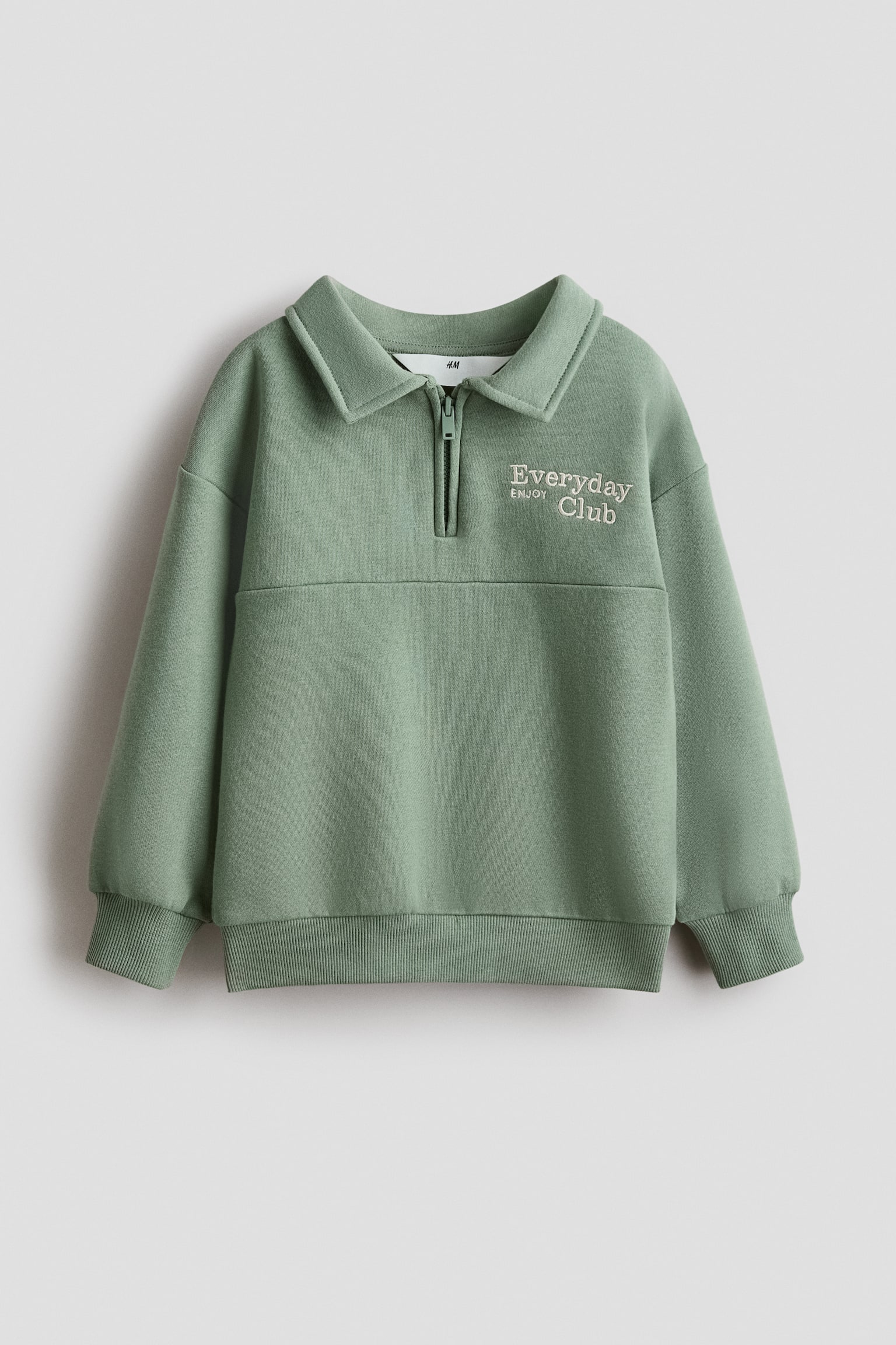 Embroidery-detail zip-top sweatshirt - Green/Everyday Club/Green - 1