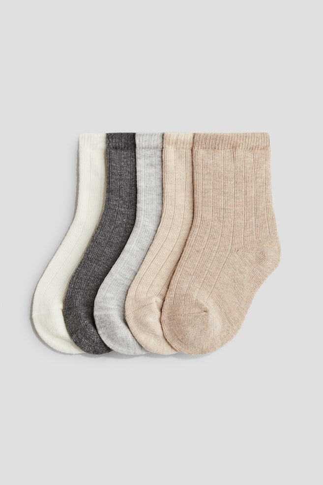 5er Pack Stricksocken - Beige/Grau/Grün/Beige/Helllila/Knallrosa/Mattblau/Beige - 1