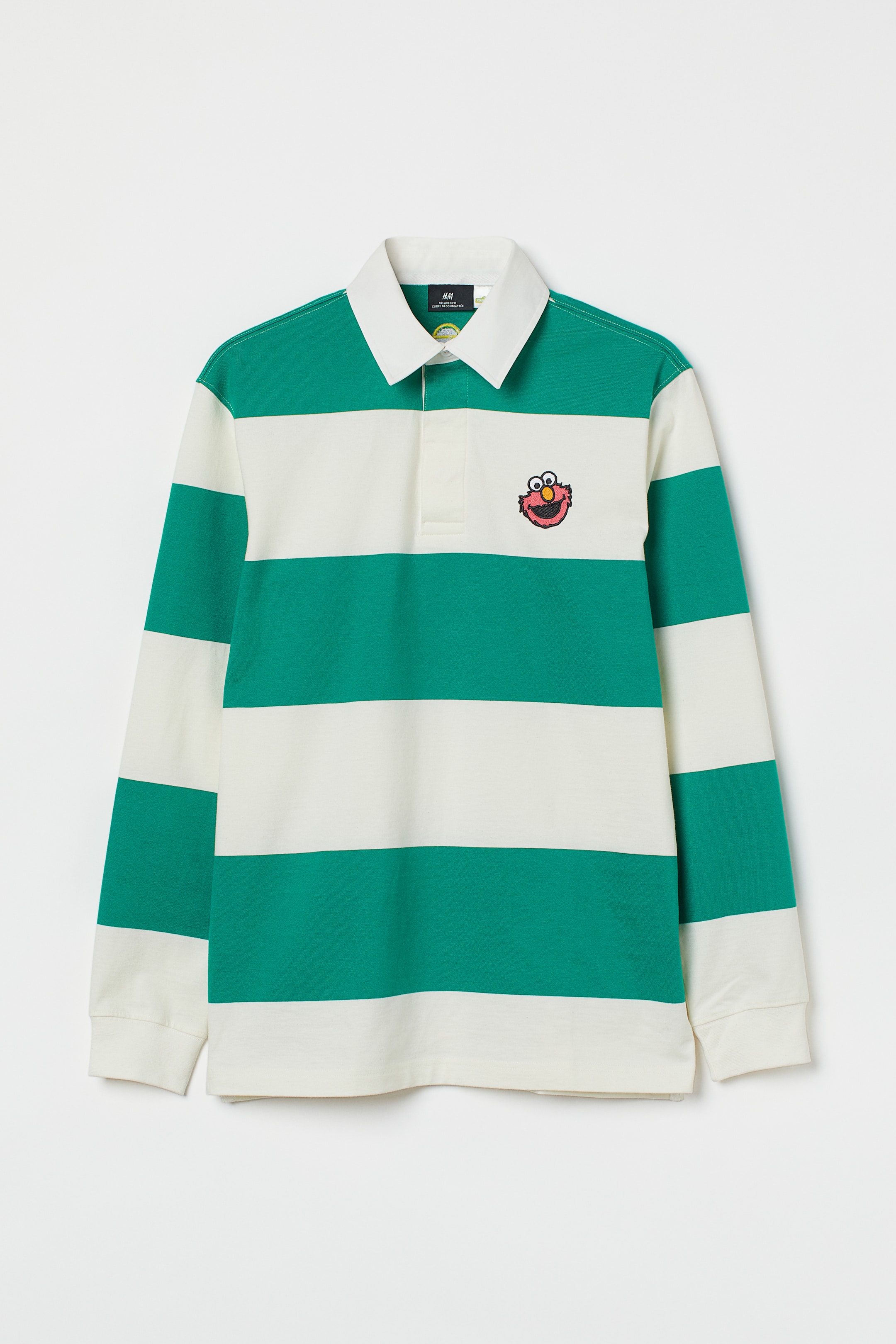הצגת תמונה גדולה יותר: Regular Fit embroidery-detail rugby shirt - Green/Sesame Street - Men | H&M IL 1