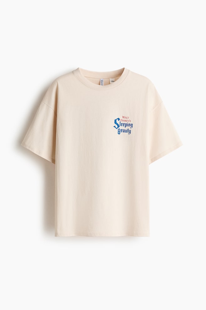 Motif-detail oversized T-shirt - Light beige/Sleeping Beauty - 1