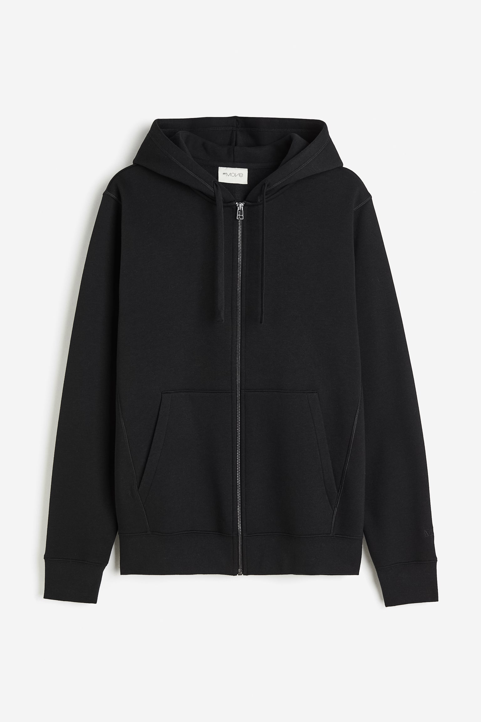 Regular Fit Zip Up Activewear Hoodie - Black/Light grey marle - 2