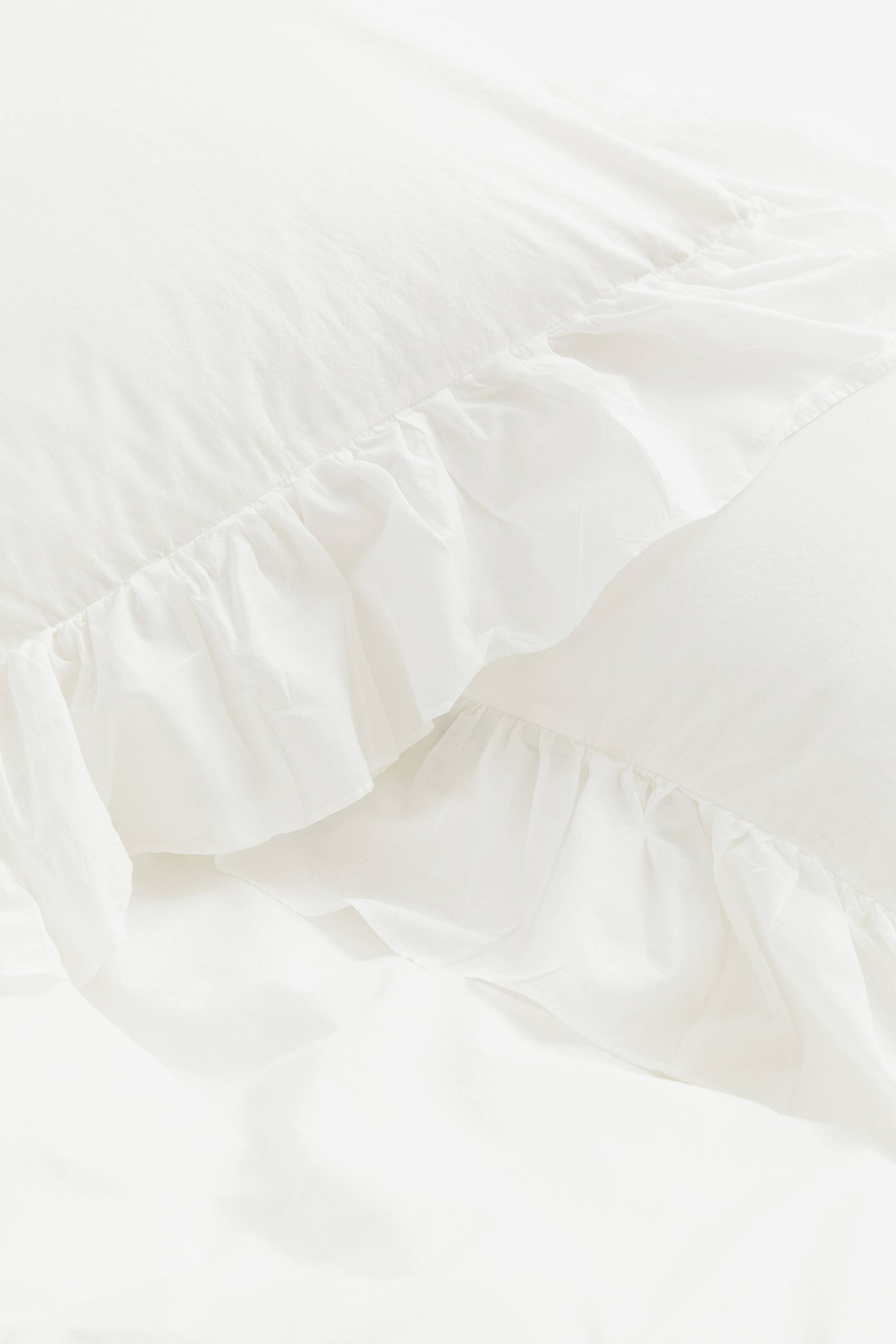 Flouncetrimmed double duvet cover set White Home All H&M GB