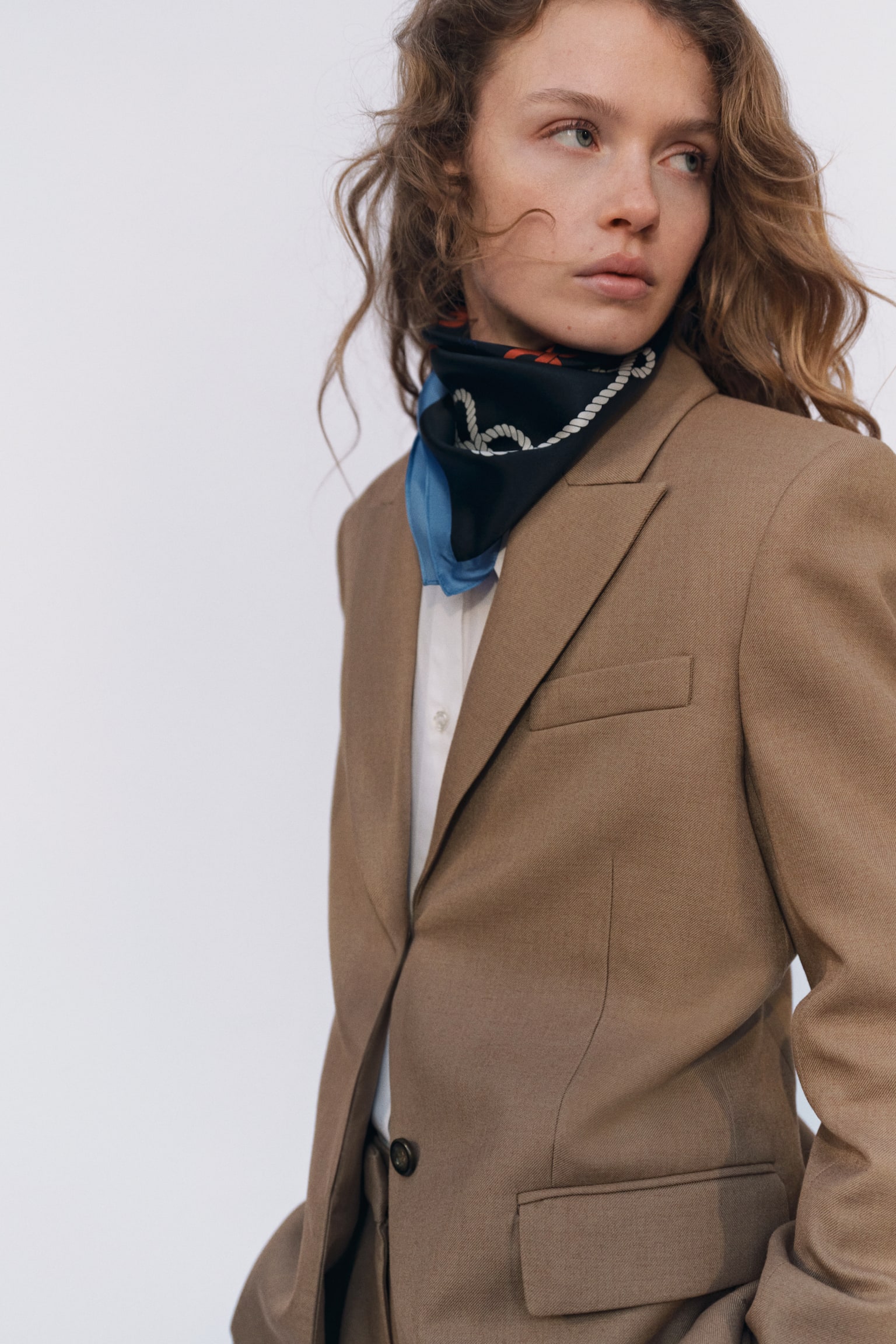 Long twill blazer - Dusty beige - 3