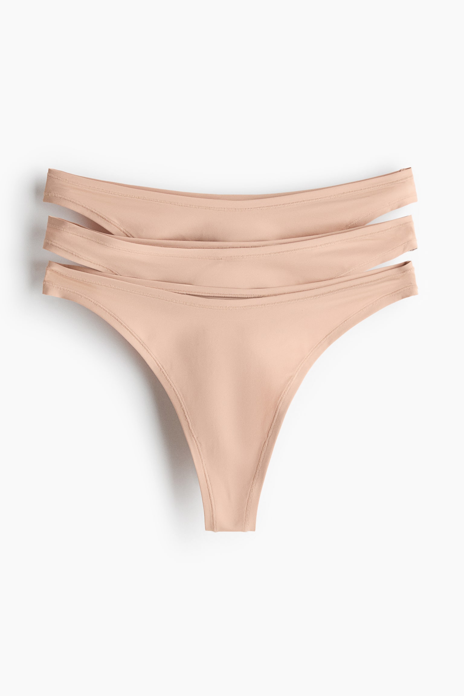 3-pack microfibre thong briefs - Beige/Black - 1