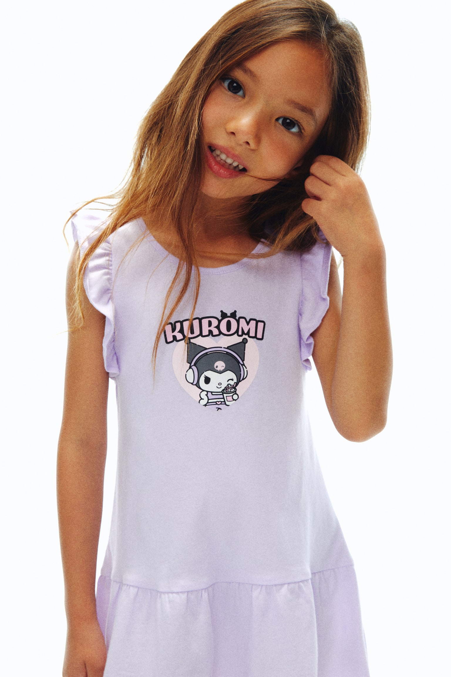 Printed cotton jersey dress - 淺紫色/酷洛米/淺粉紅色/美樂蒂/White/Hello Kitty - 5