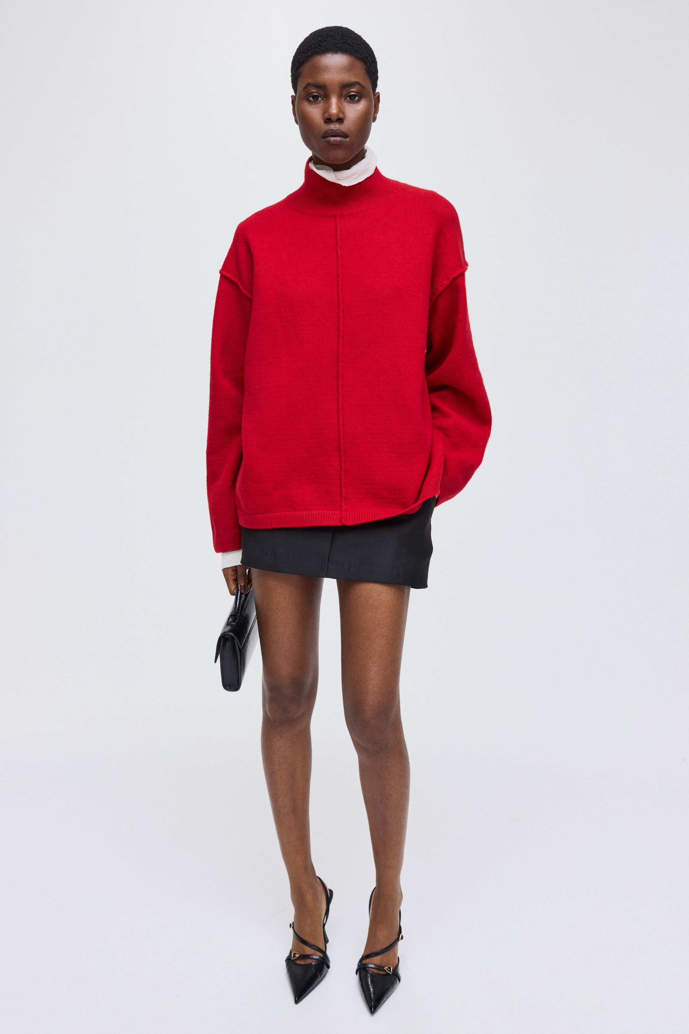 Seam-detail turtleneck jumper