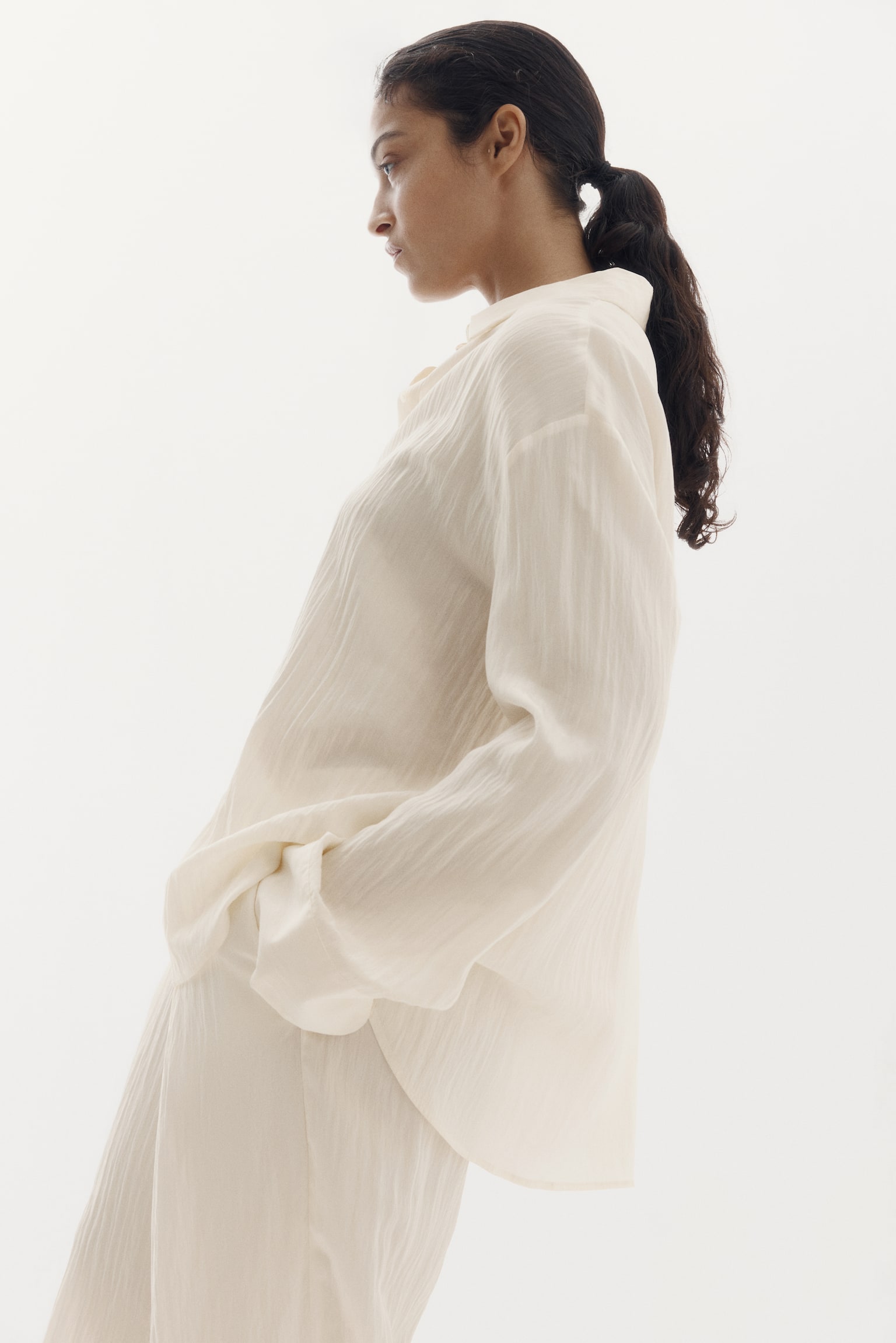 Crinkled shirt - Cream - 4