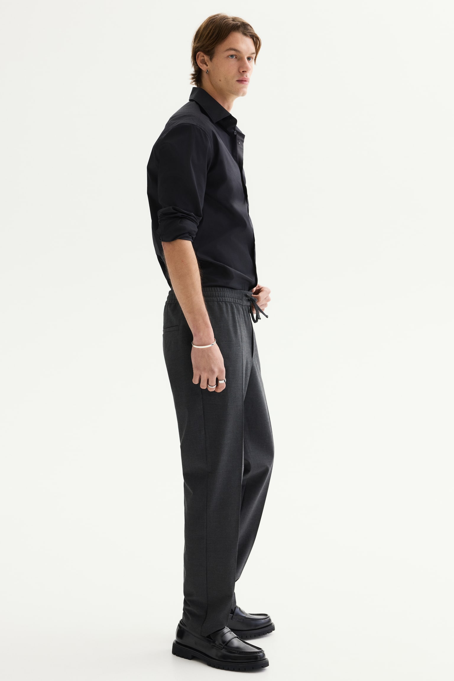 Slim Fit Stretch shirt - Black/White/Light blue - 6