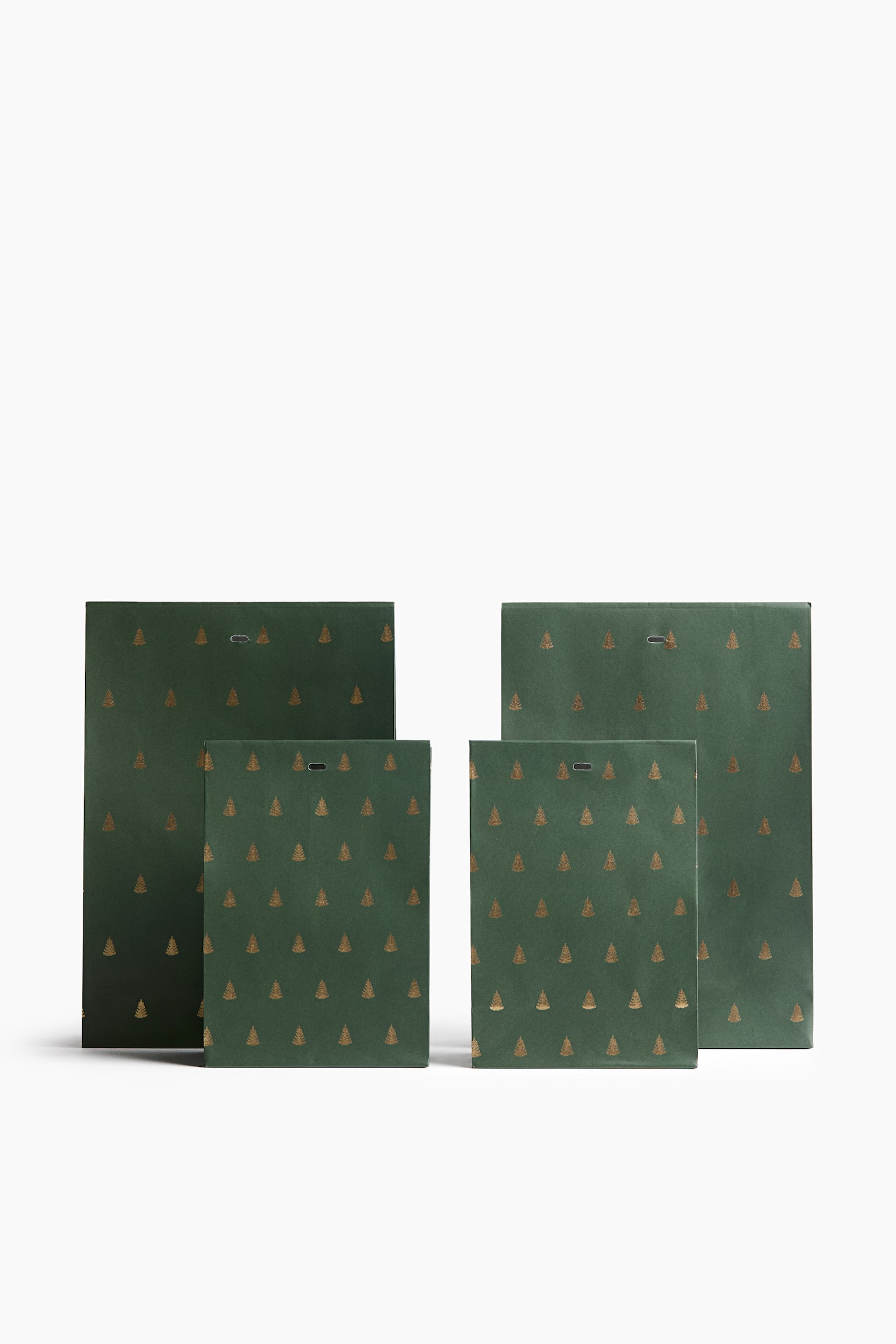 Četiri kese za poklone - Dark green/Fir trees/Red/Reindeer/Red/Checked/Prašnjavozelena/karirano