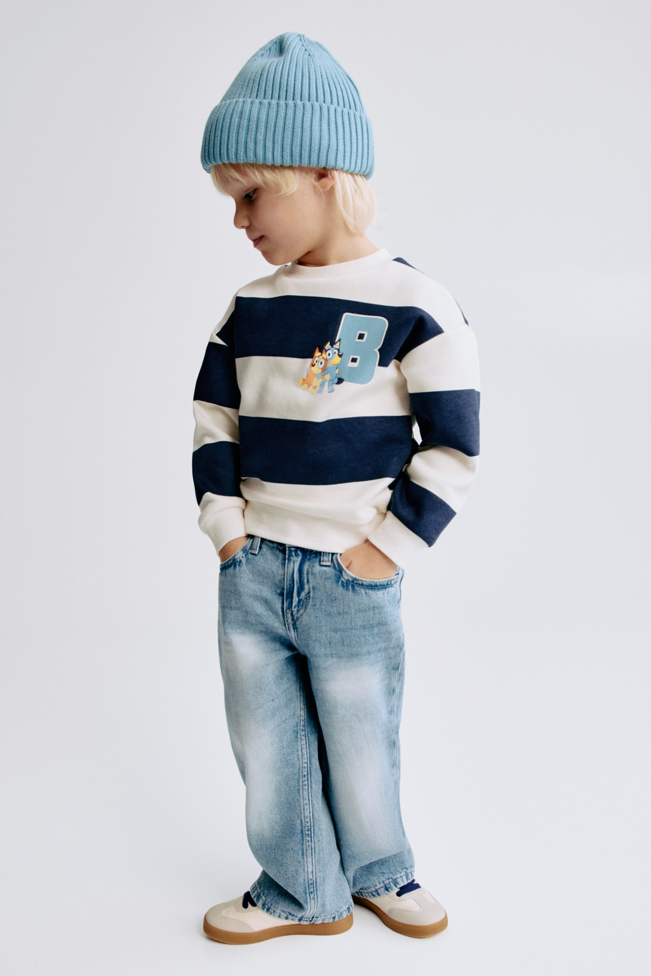 이미지 확대 보기: 프린트 오버사이즈 스웨트셔츠 - 네이비 블루/블루이 - Kids | H&M KR 2