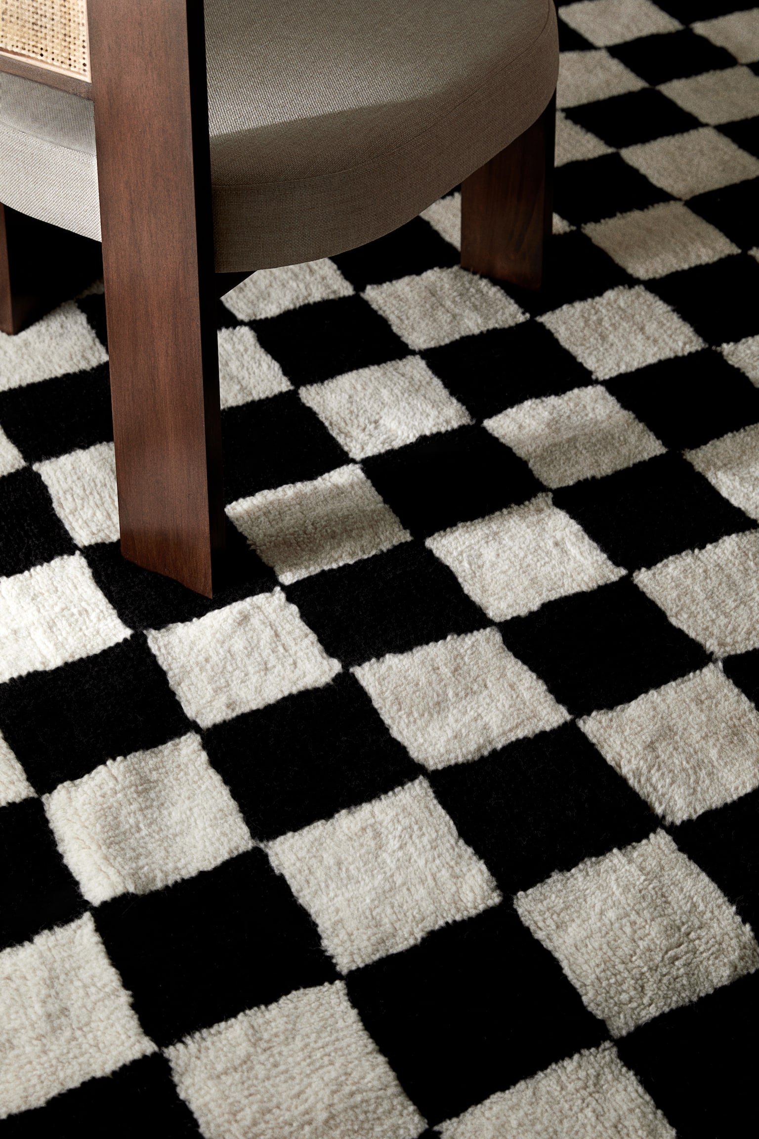 Large wool-blend rug - Black/Chequered/Light dusty green/Checked/Black/Checked/Yellow/Checked - 2