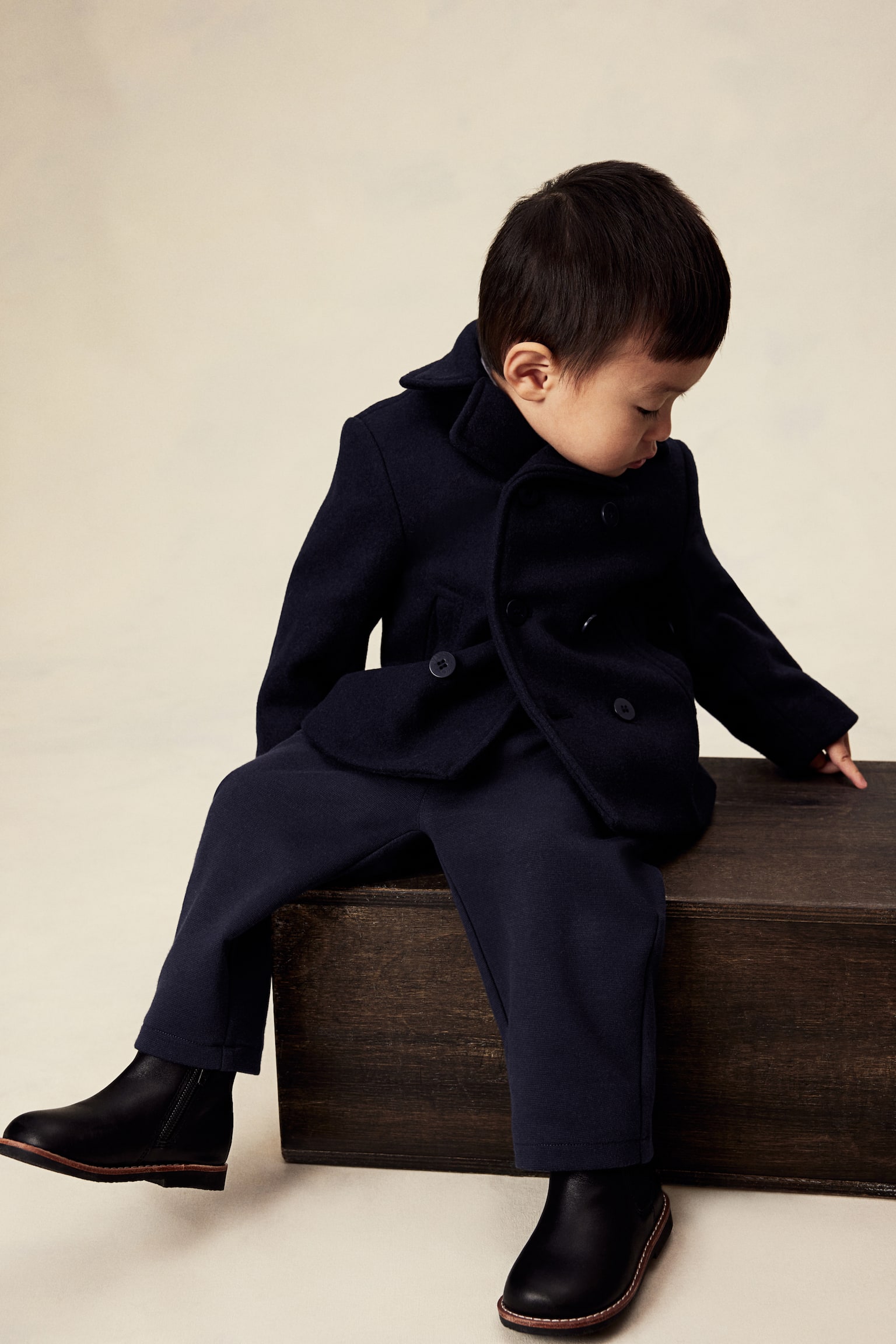 Wool-blend pea coat - Navy blue - 6