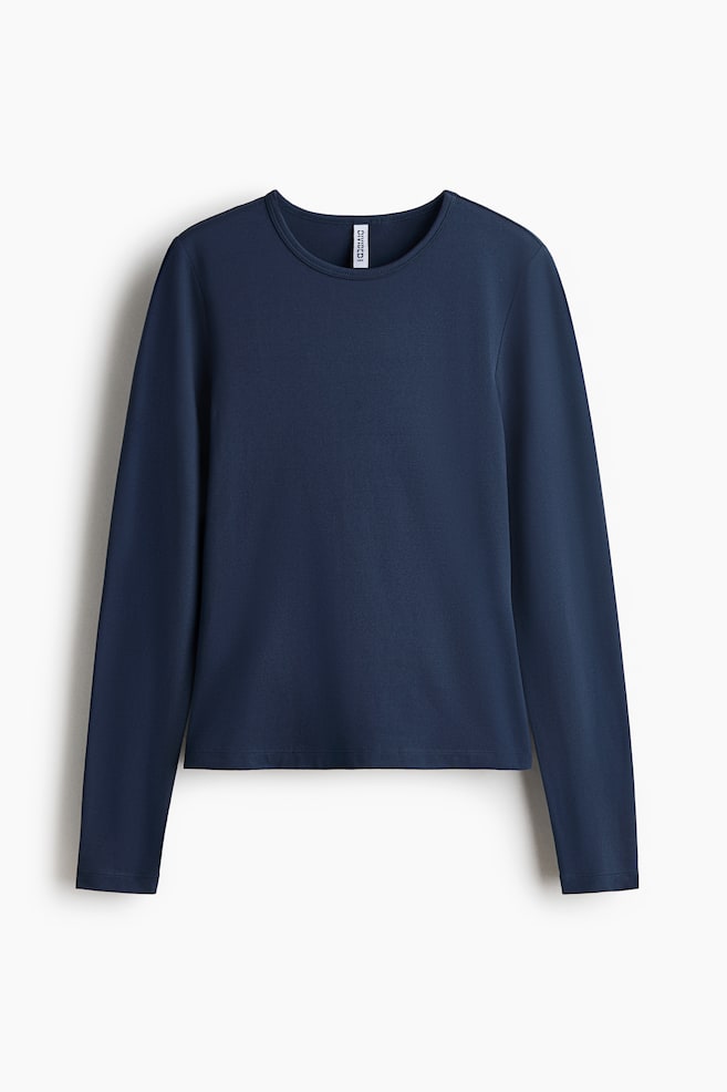 Long-sleeved jersey top - Navy blue/Black/Dark plum purple - 1