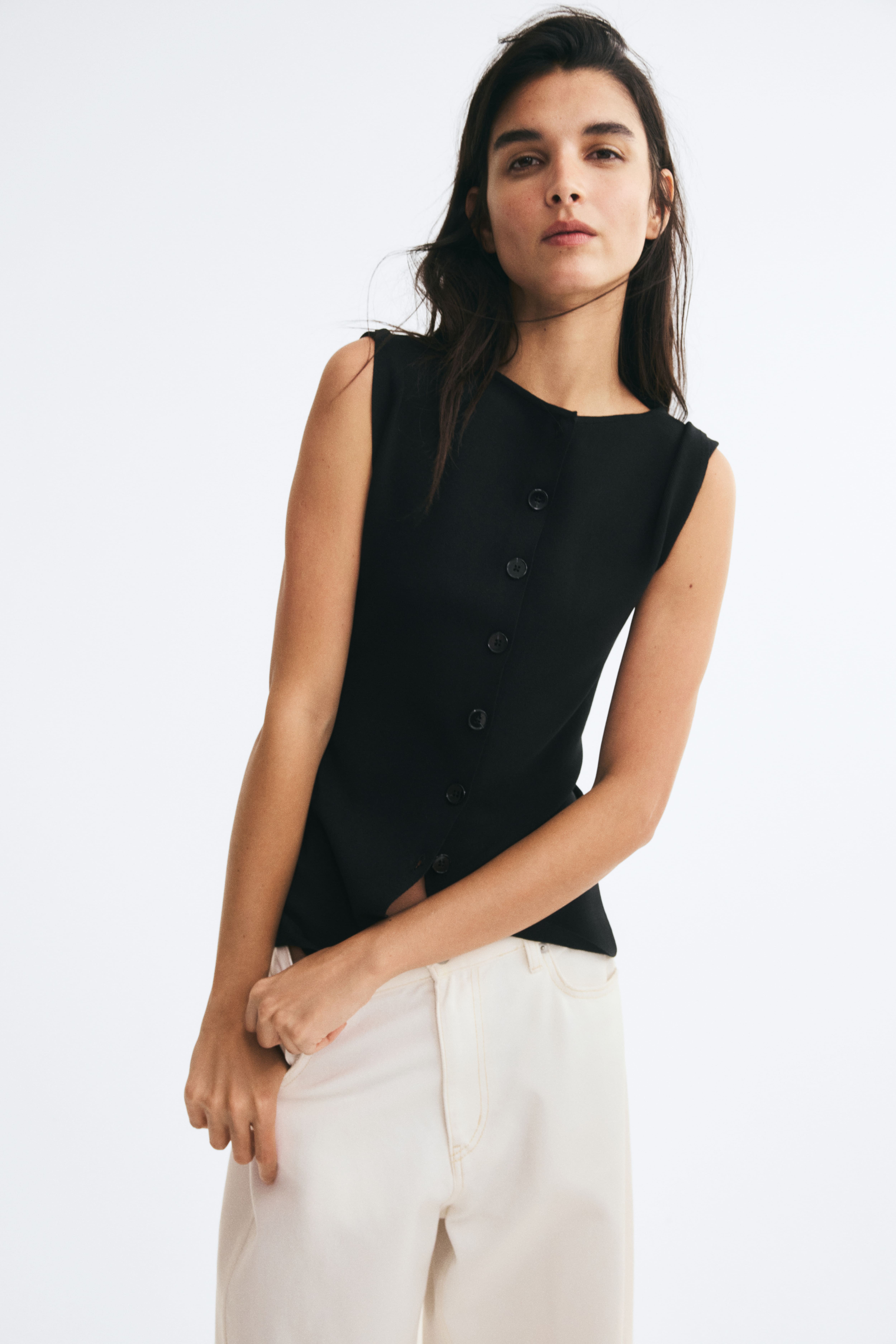 Boat-Neck Rib-Knit Vest