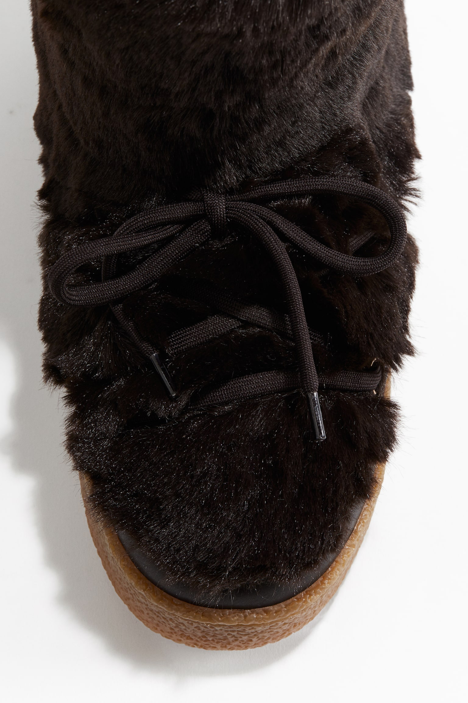 Fluffy warm-lined boots - Dark brown/Light beige - 5