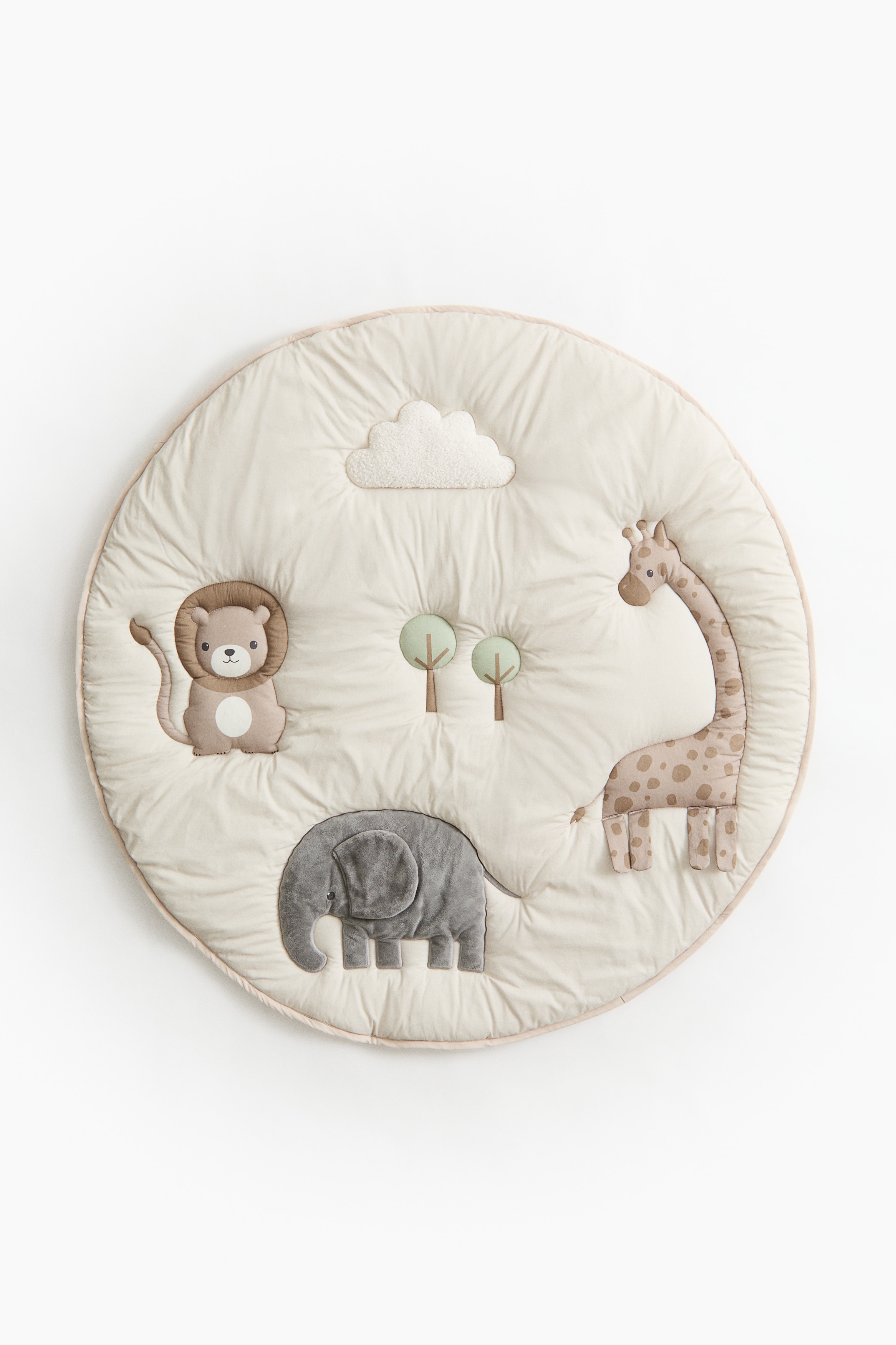 Cotton Baby Mat - Light beige/animals/Light dusty green/bird