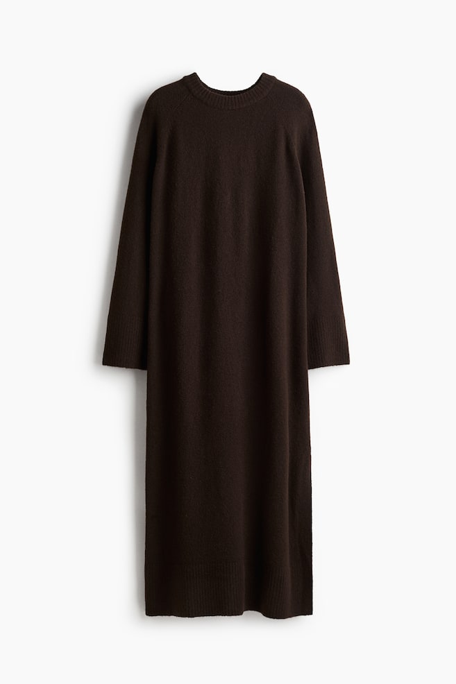 Knitted maxi dress - Dark brown/Light beige marl/Grey marl - 1
