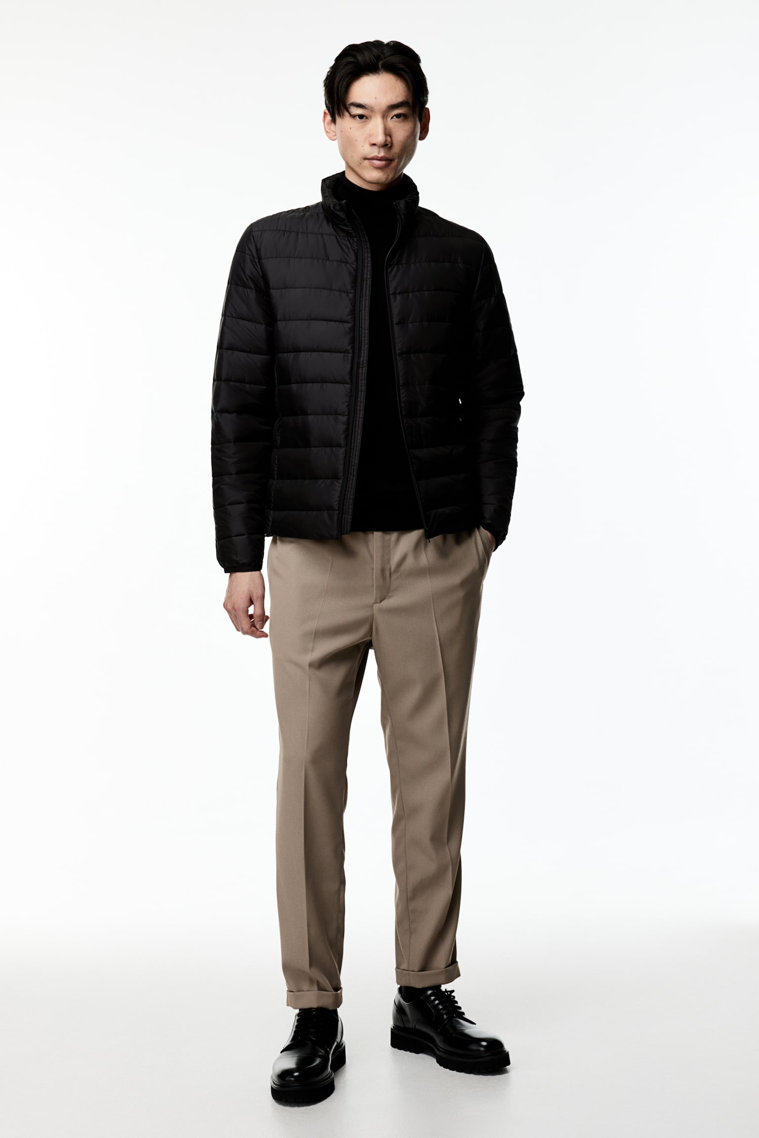 Slim Fit Lightweight puffer jacket - Black/Navy blue - 6