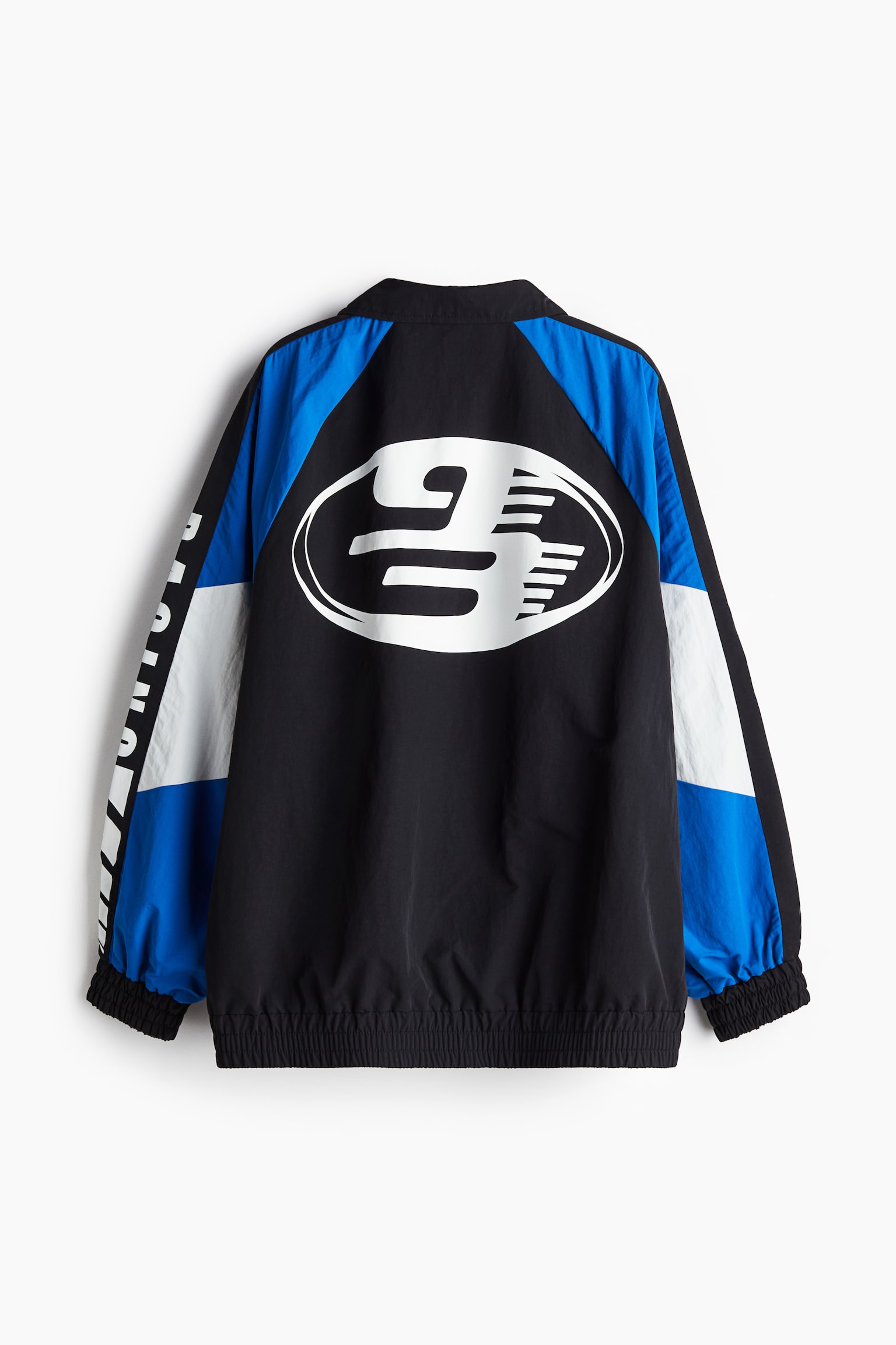 Oversized Print Windbreaker - Black/Racing - 8