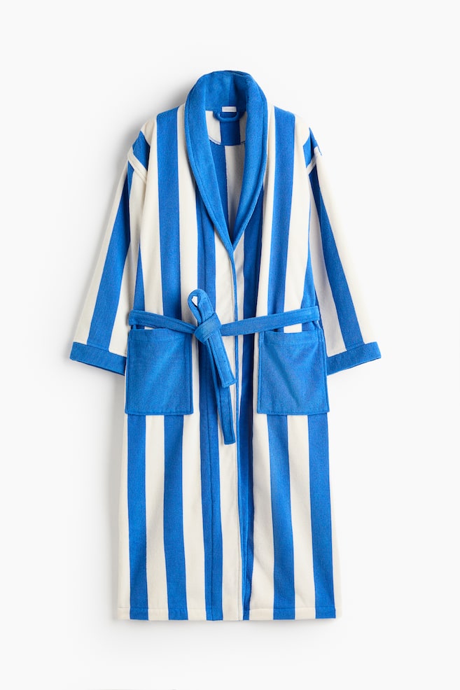 Bademantel aus Baumwollfrottee - Weiß/Blau gestreift/Gelb/Gestreift - 1