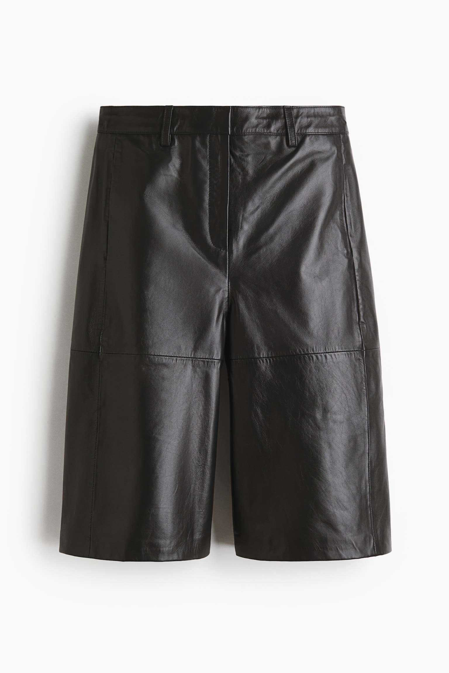 Leather Bermuda shorts - Black - 2