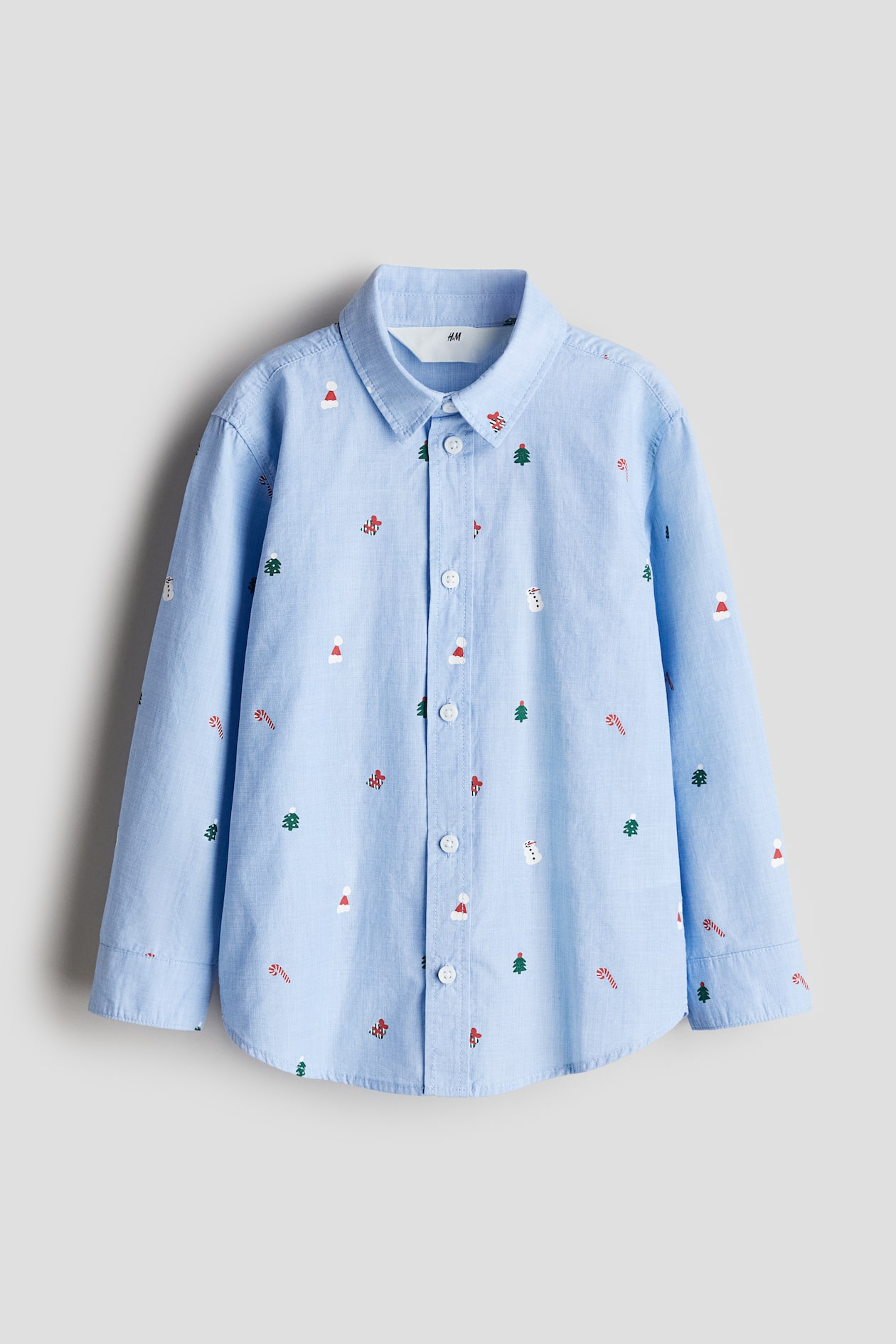 Chemise à manches longues en coton Bleu clair/Noël ENFANT H&M CH