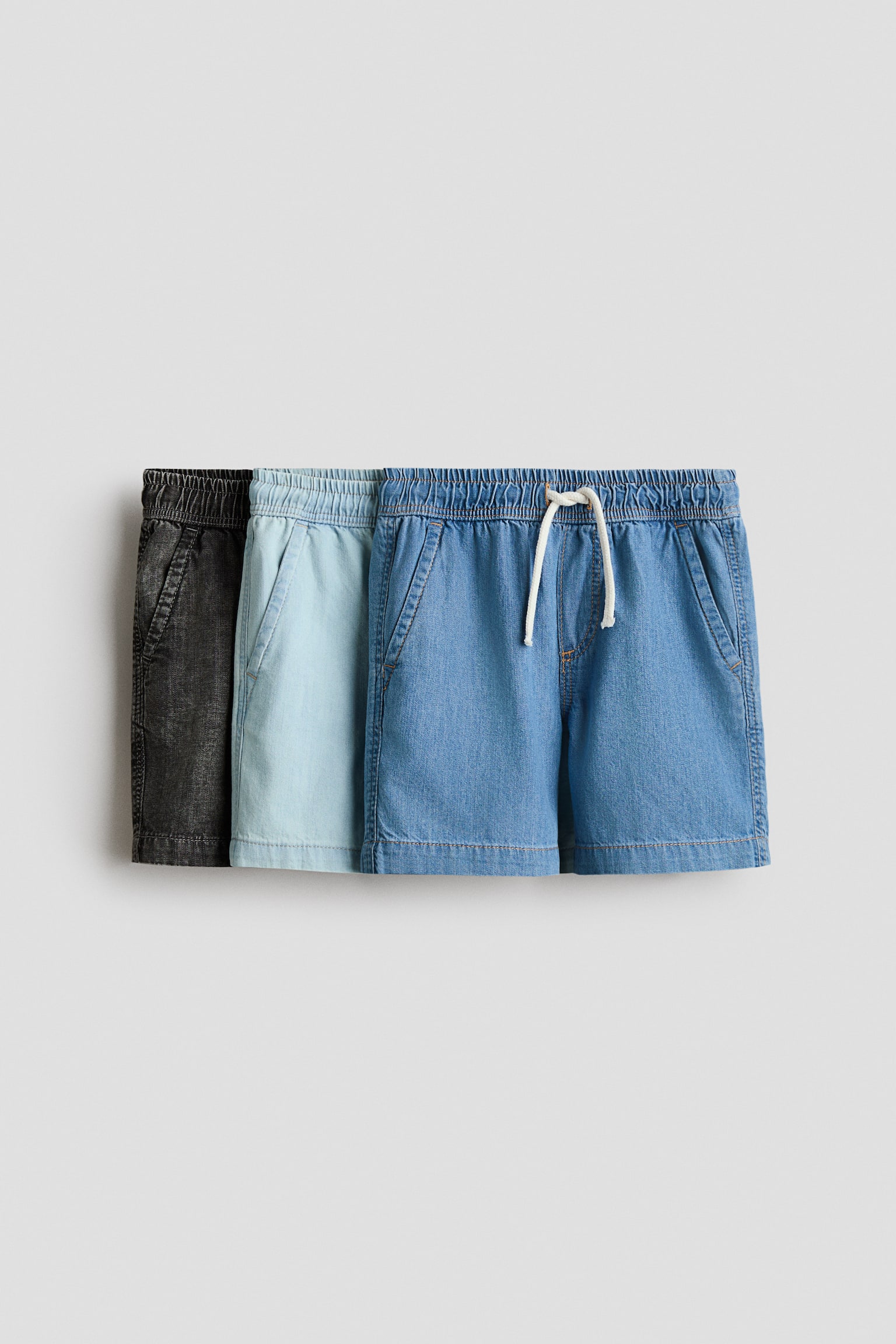 3-pack denim shorts - Light denim blue/Black