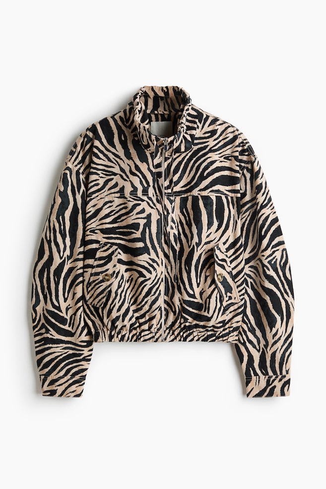 Veste en lin mélangé - Beige/imprimé zèbre/Beige/Marron foncé - 1